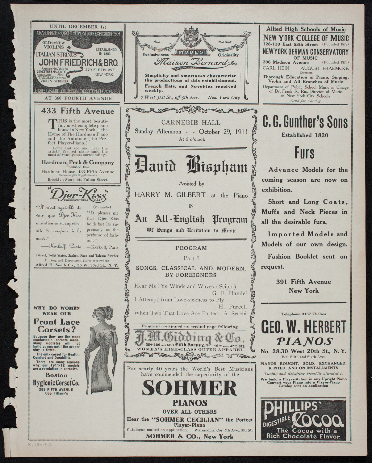 David Bispham, Baritone, October 29, 1911, program page 5