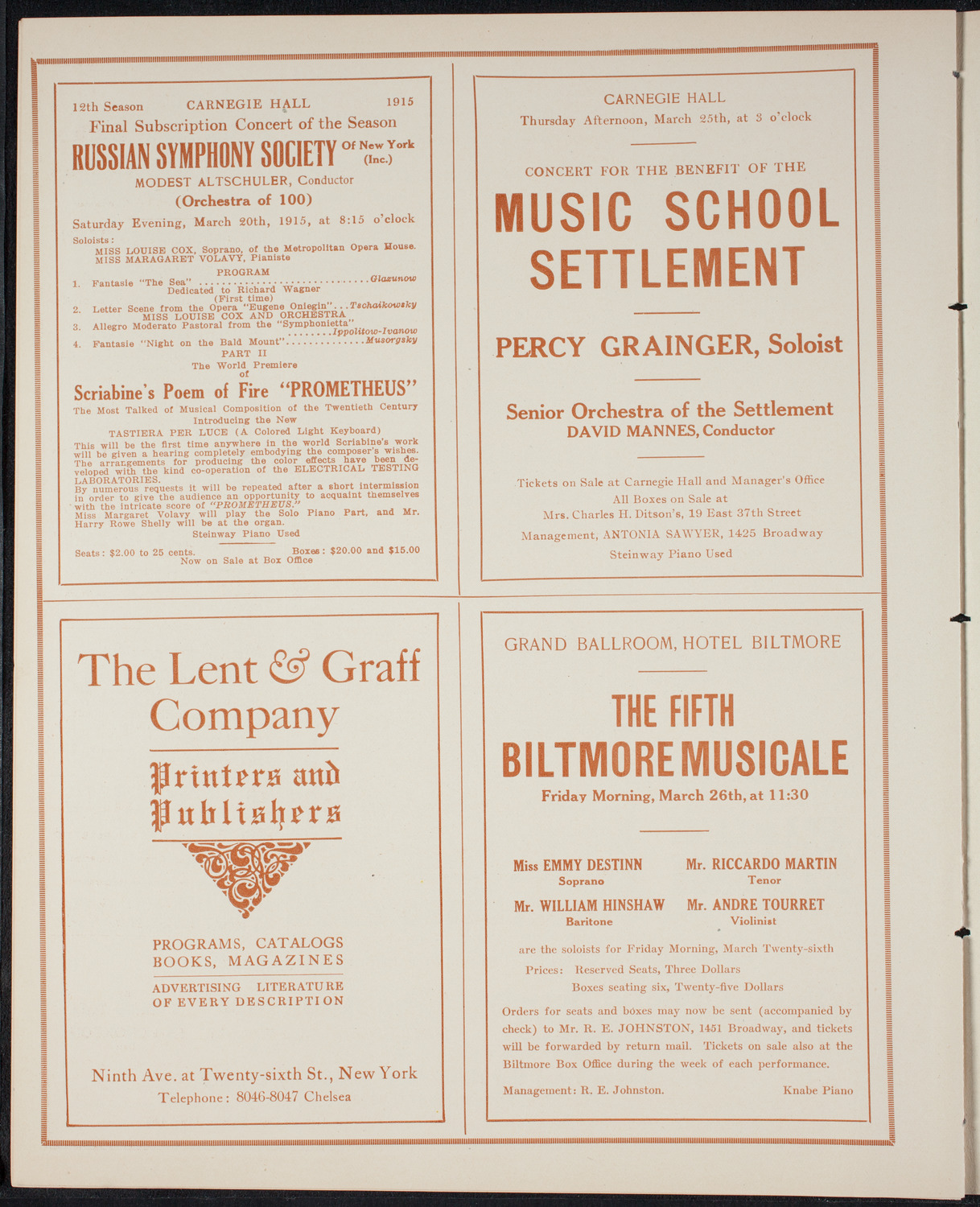 Ethel Leginska, Piano, March 19, 1915, program page 10