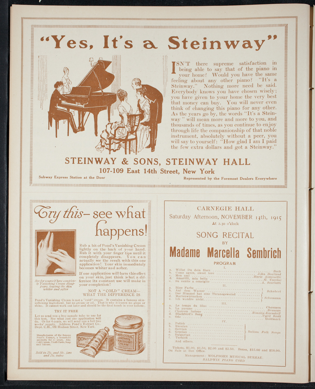 People's Symphony Concert, October 24, 1915, program page 4