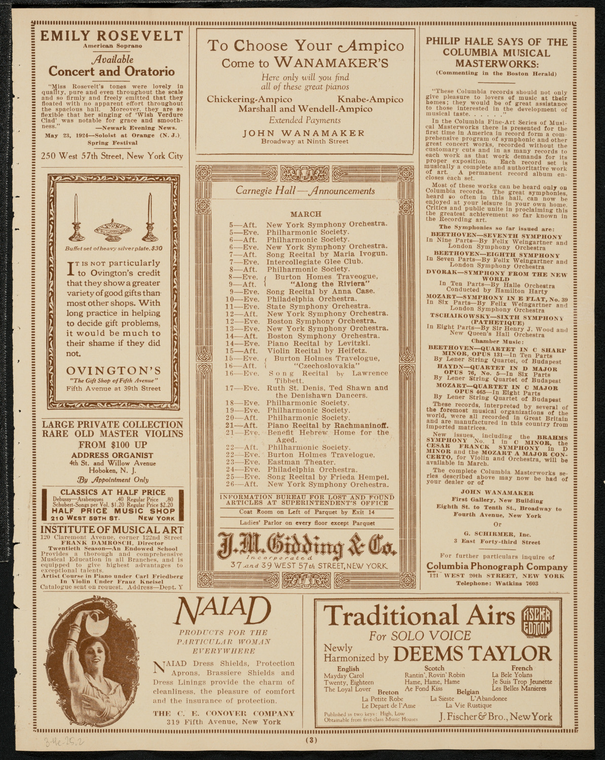 New York Philharmonic Students' Concert, March 4, 1925, program page 3