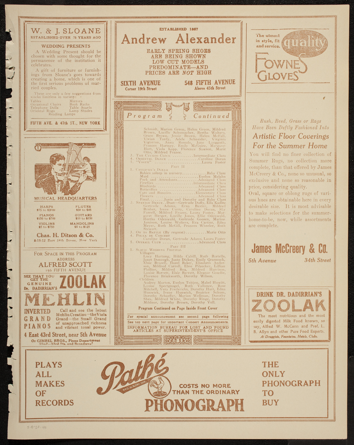 Girls' Club of the Bronx Church House: Pantomime Ballets and Divertissements, May 8, 1920, program page 7