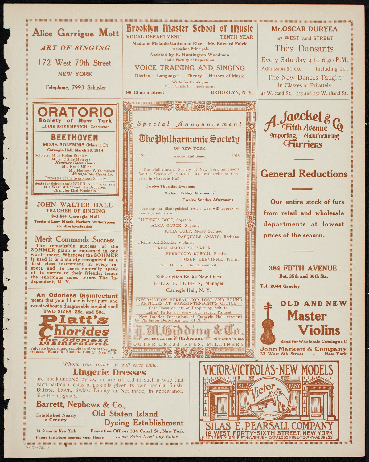 Commander Edward Evans, March 17, 1914, program page 9
