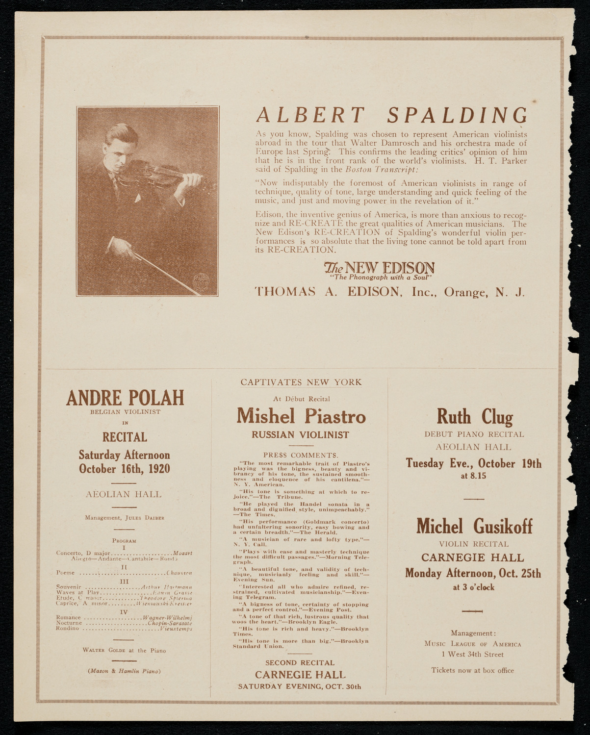 Benefit: St. Joseph's Summer Institute, October 15, 1920, program page 2