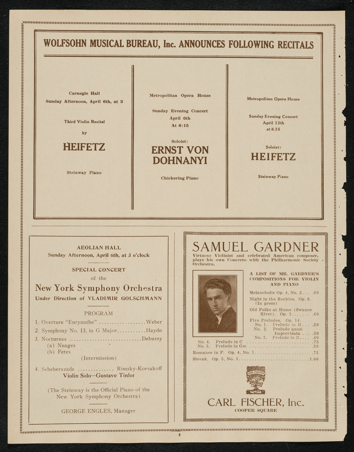 New York Philharmonic, April 5, 1924, program page 8