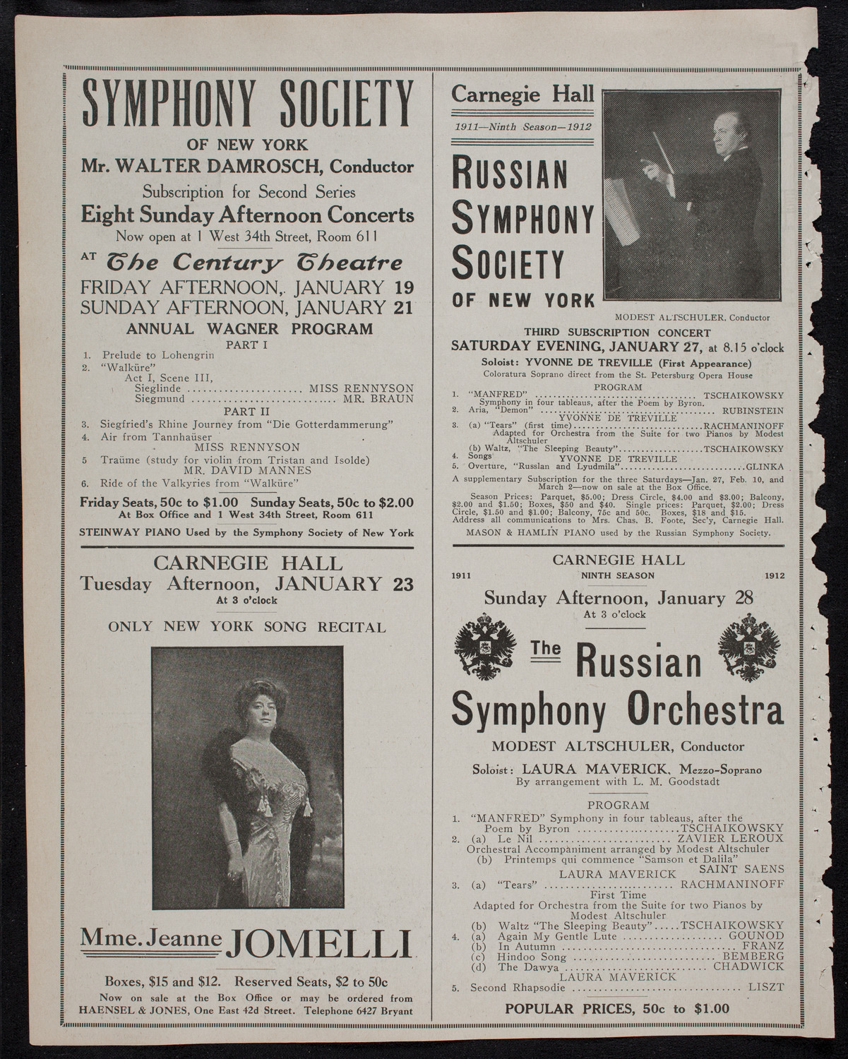 Oscar Seagle, Tenor, January 18, 1912, program page 10