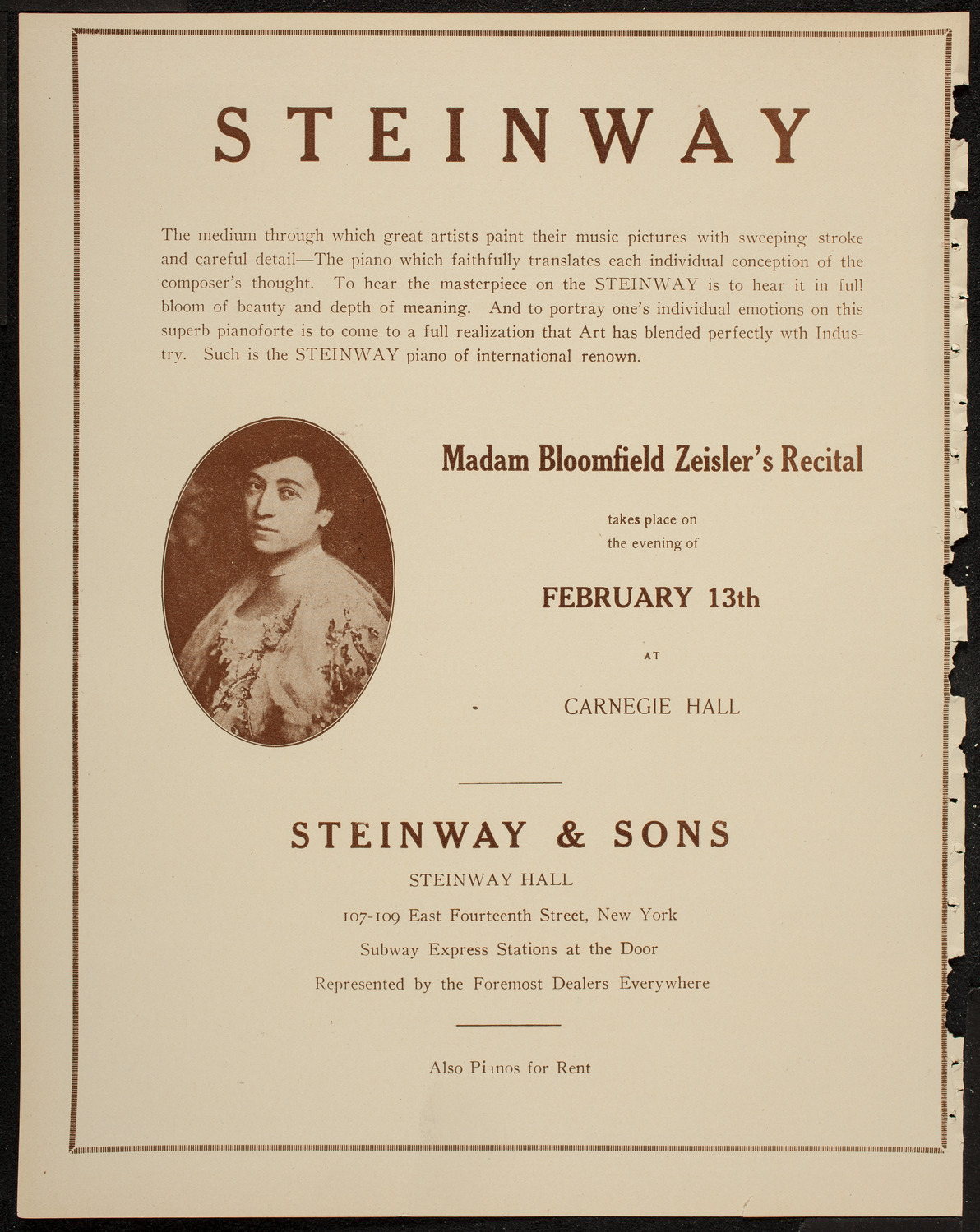 New York Philharmonic, February 13, 1920, program page 4