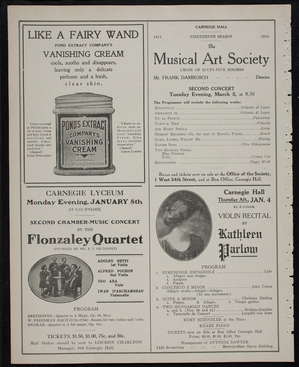 Oratorio Society of New York, December 29, 1911, program page 8