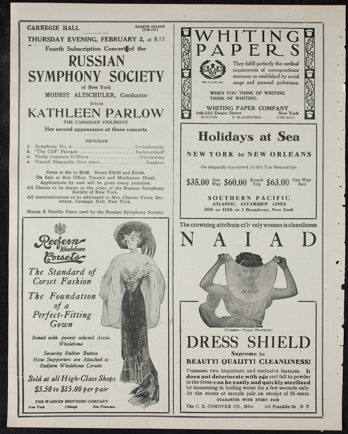 New York Philharmonic, January 31, 1911, program page 2