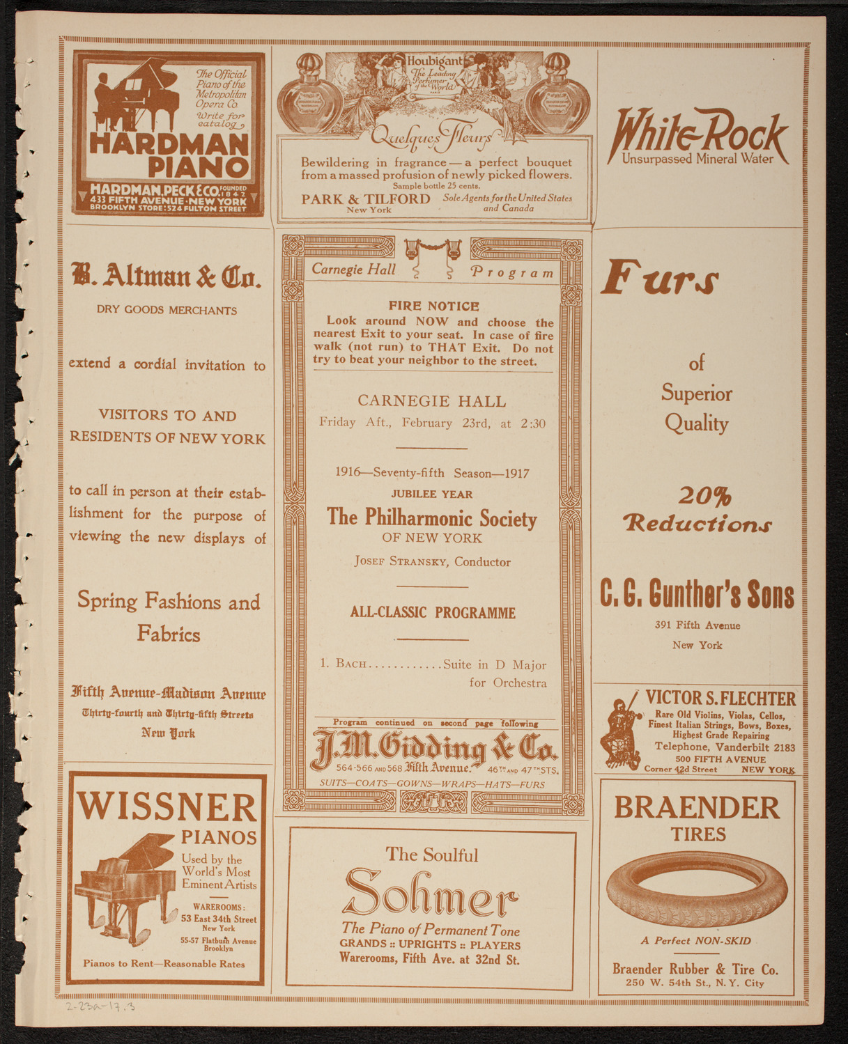 New York Philharmonic, February 23, 1917, program page 5