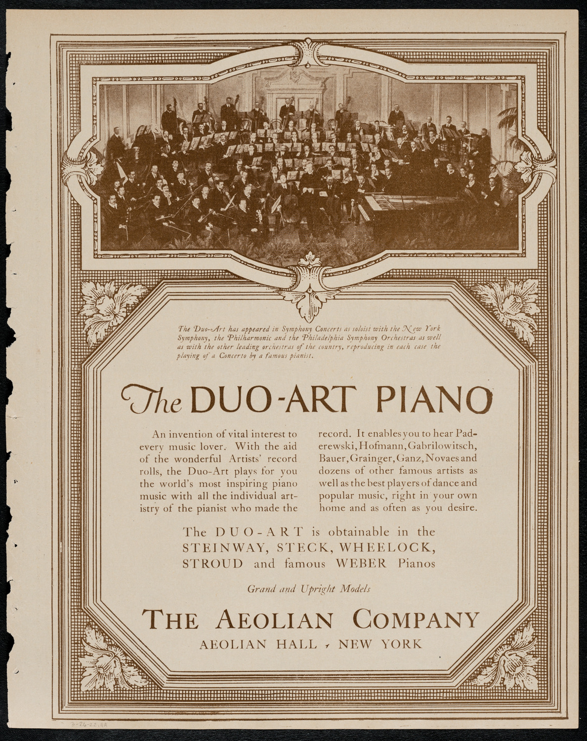 New York Philharmonic, March 26, 1922, program page 11