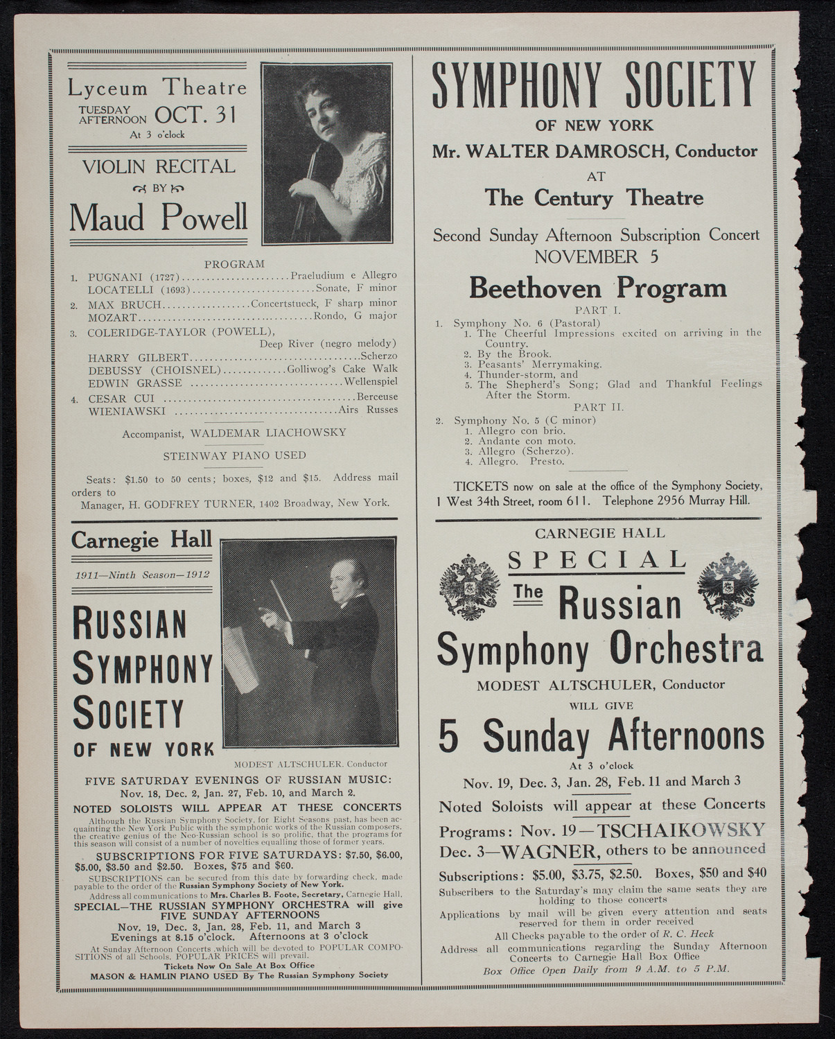 David Bispham, Baritone, October 29, 1911, program page 10