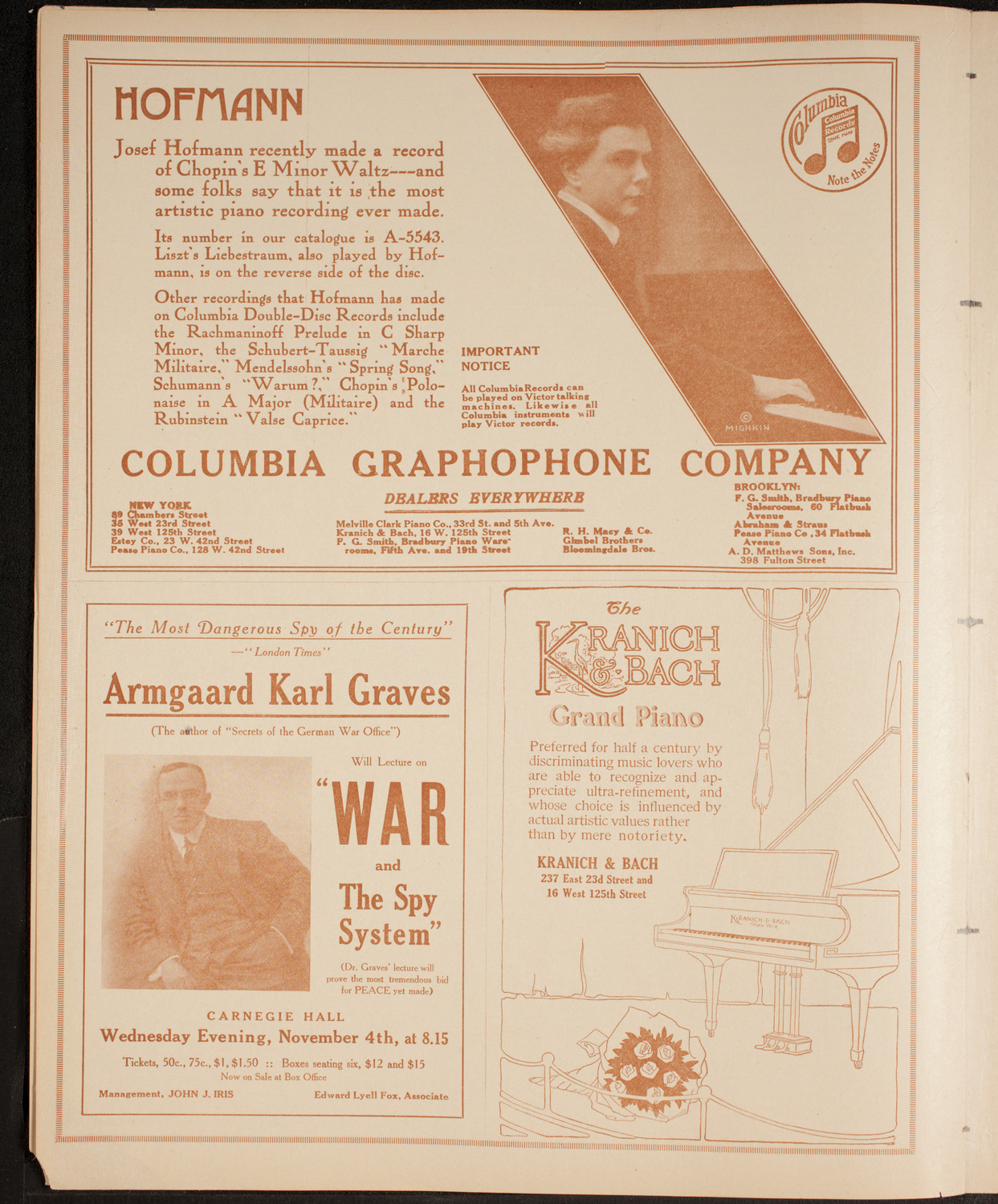 John McCormack, Tenor, October 31, 1914, program page 6