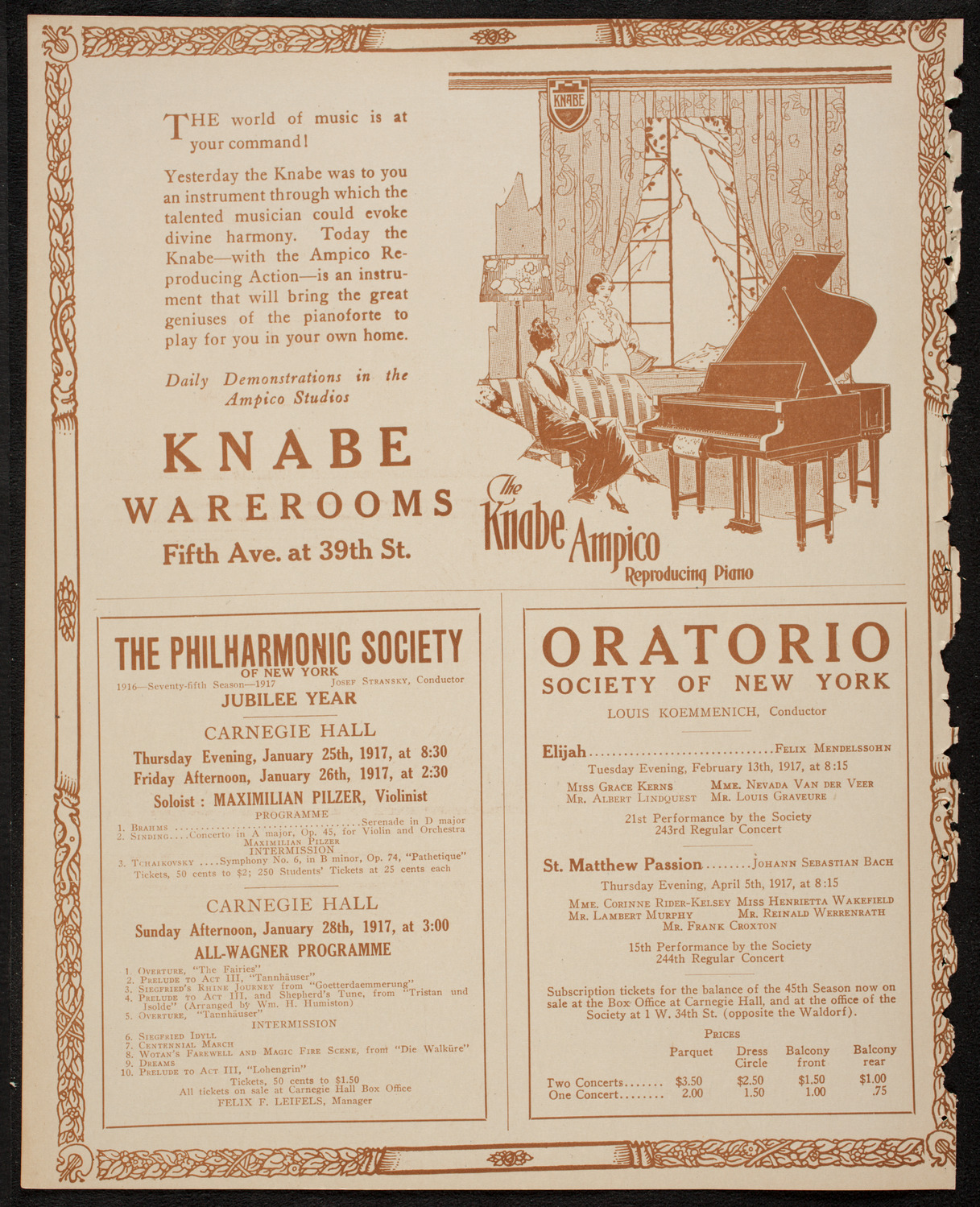 New York Philharmonic, January 21, 1917, program page 12