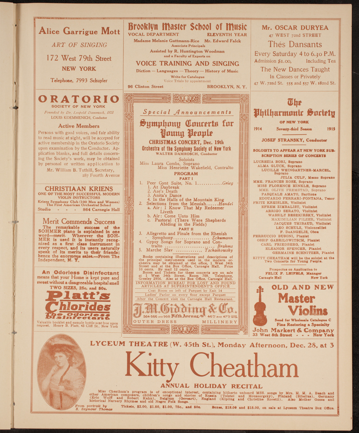 Musical Art Society of New York, December 15, 1914, program page 9