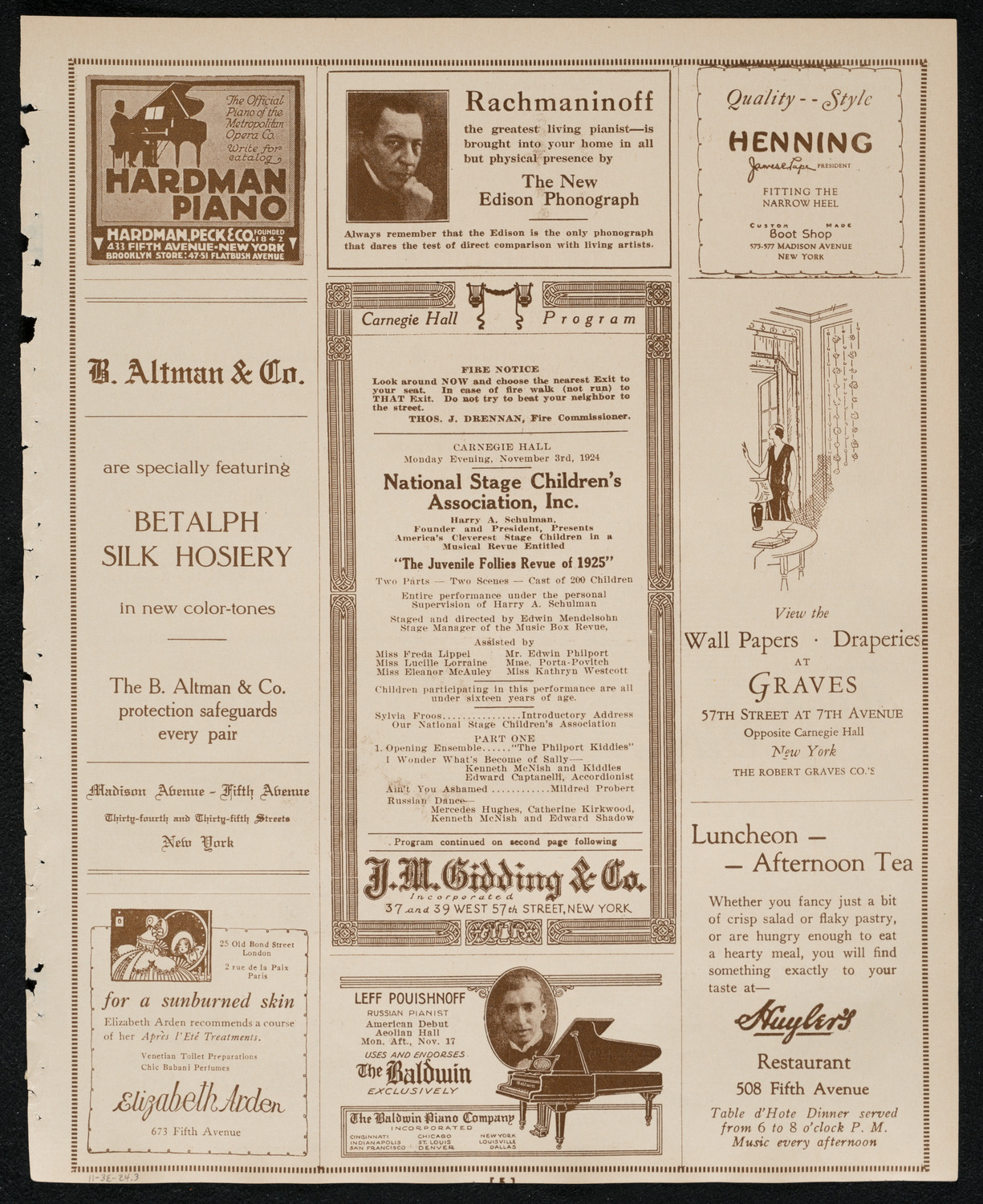 National Stage Children's Association, Inc.: "The Juvenile Follies Revue of 1925", November 3, 1924, program page 5