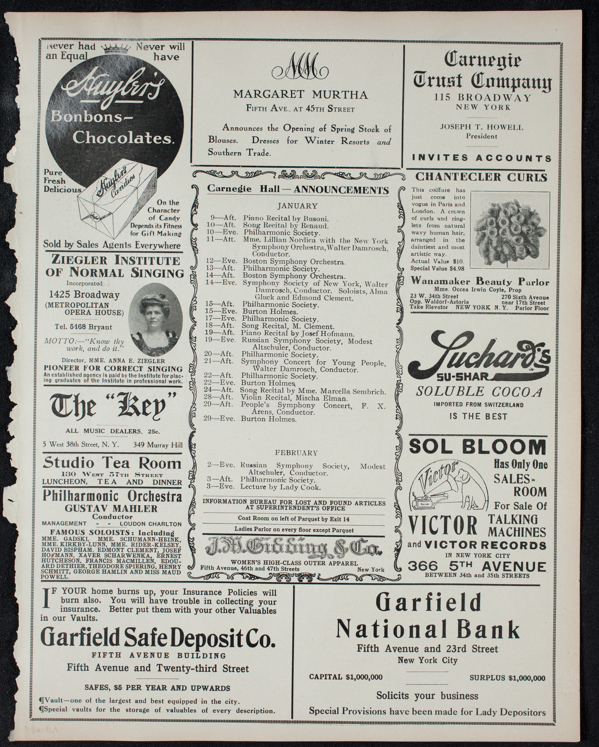 Volpe Symphony Society of New York, January 8, 1911, program page 3