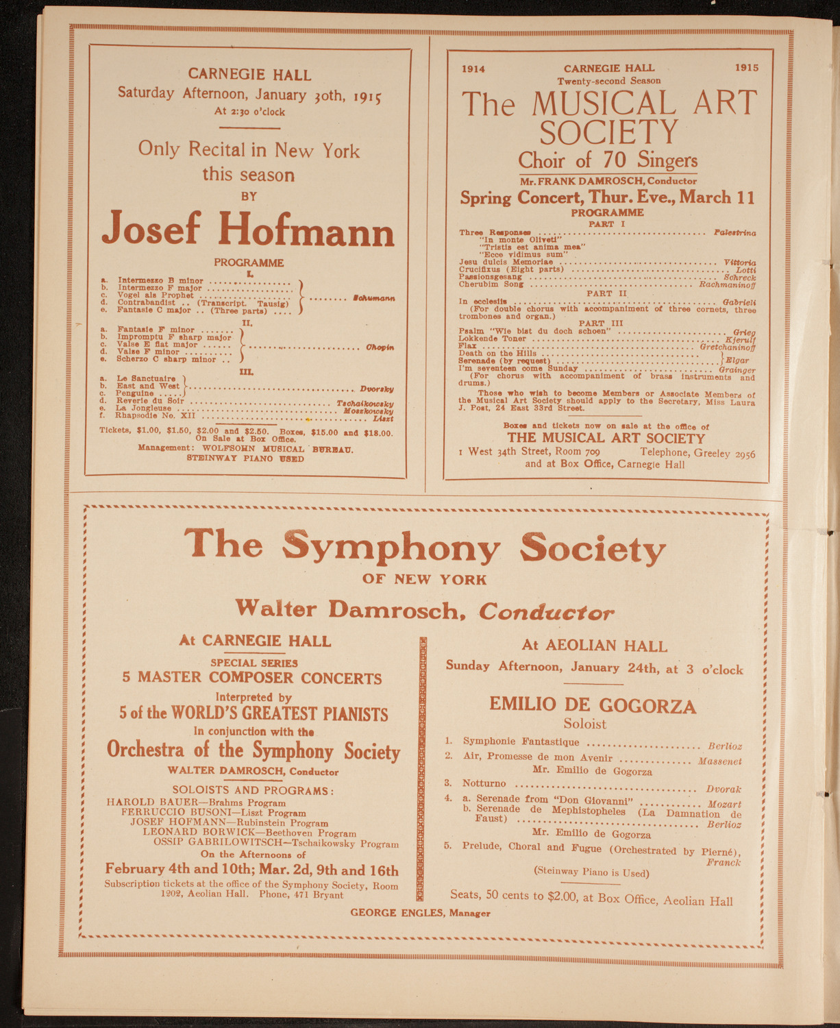 New York Philharmonic, January 22, 1915, program page 8