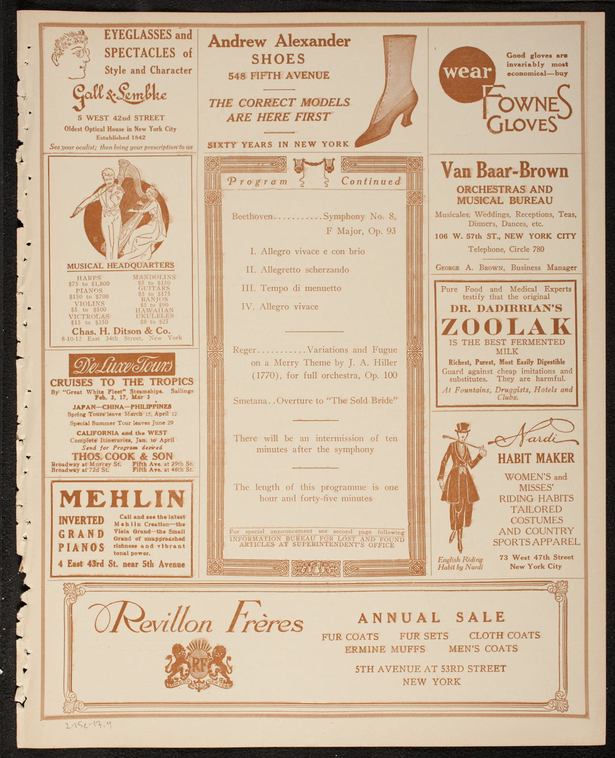 Boston Symphony Orchestra, February 15, 1917, program page 7