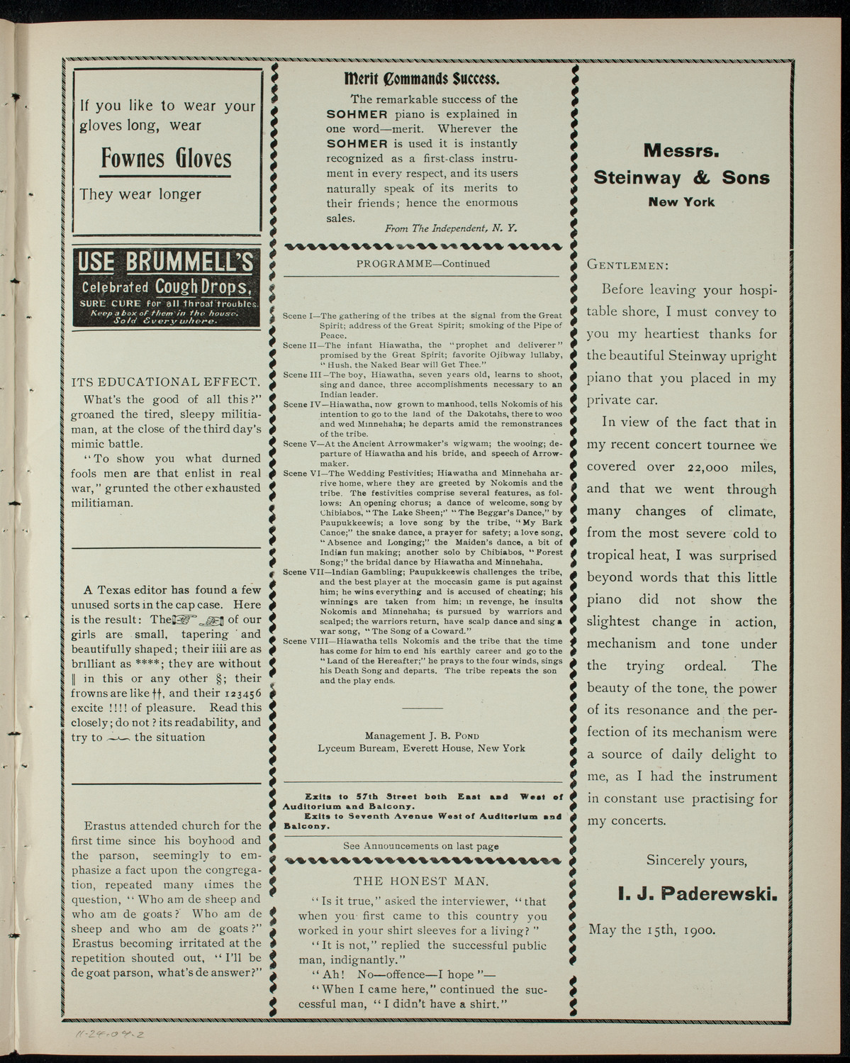 Presentation by Ojibway Indians, November 24, 1904, program page 3