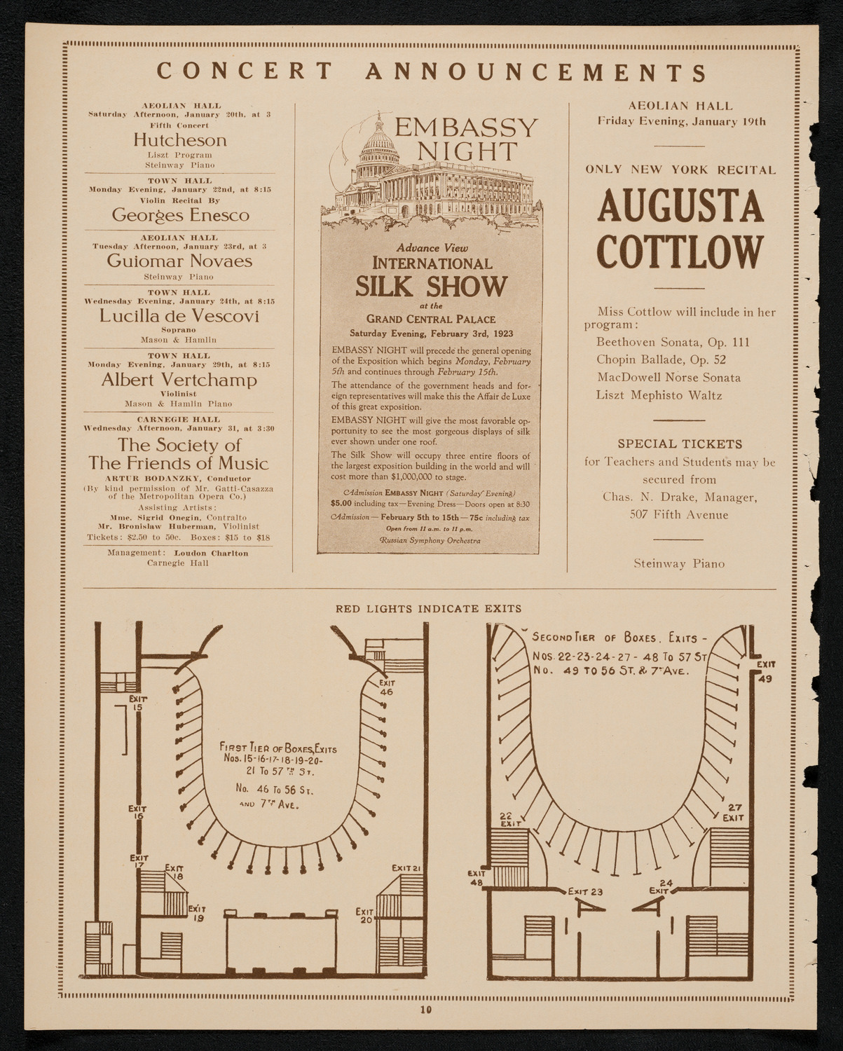 Elly Ney, Piano, January 16, 1923, program page 10