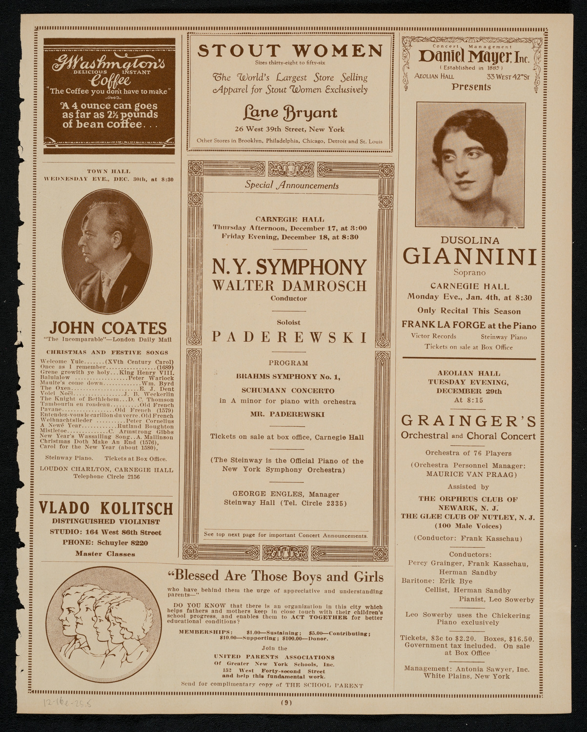 Sigrid Onégin, Contralto, December 16, 1925, program page 9
