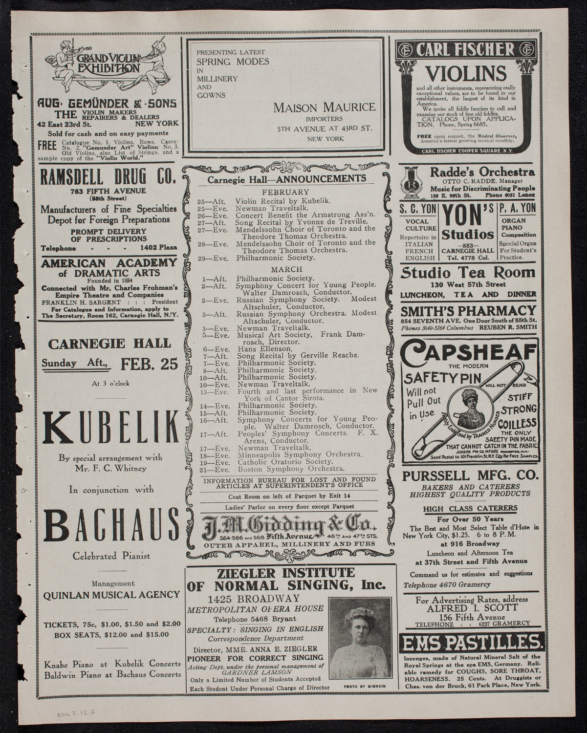 Boston Symphony Orchestra, February 24, 1912, program page 3