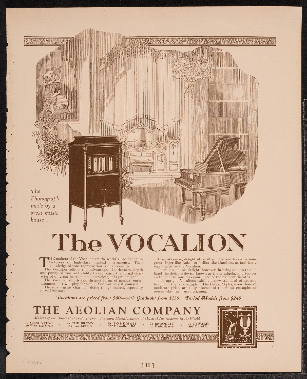 Emmy Destinn, Soprano, October 28, 1921, program page 11