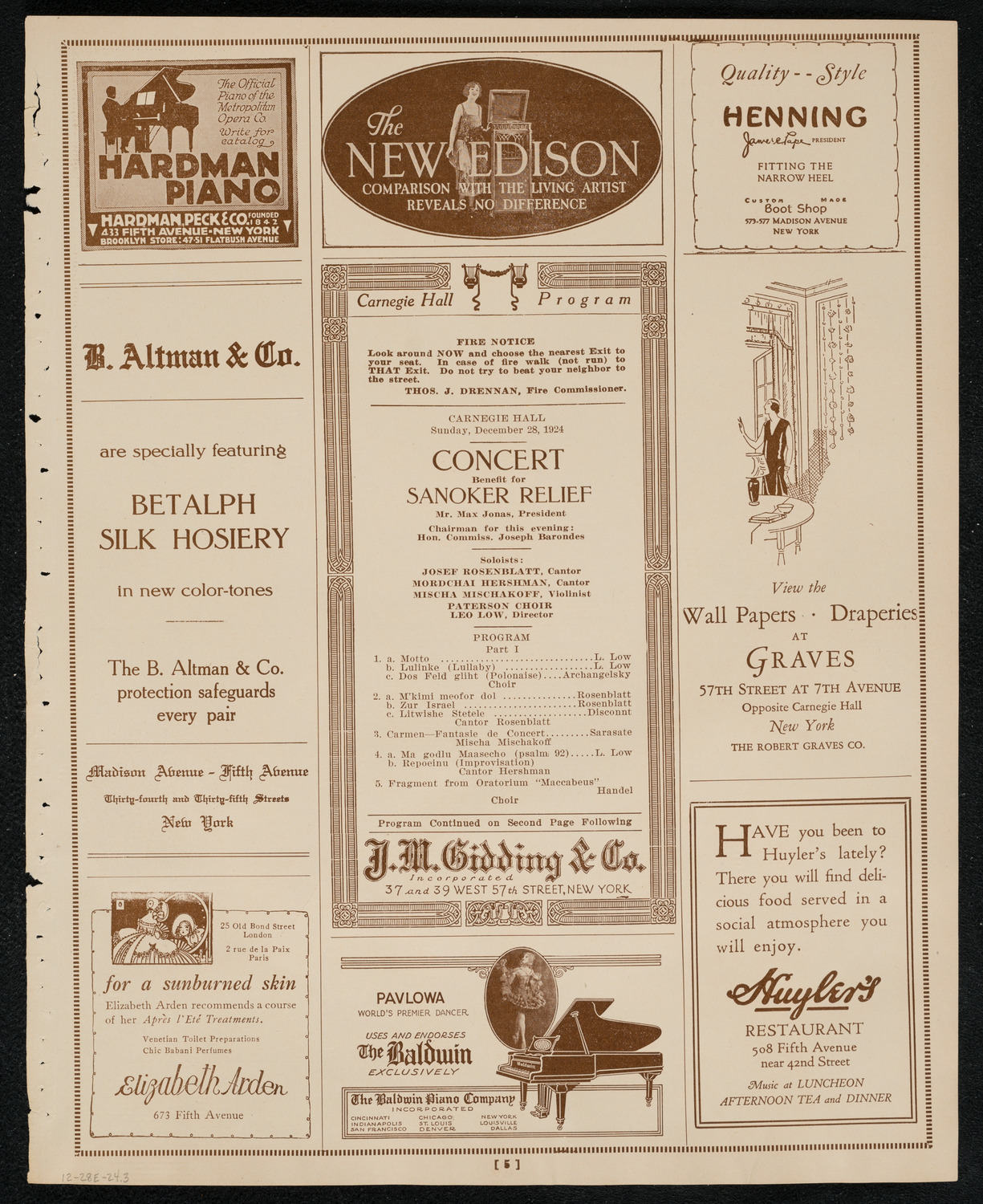 Benefit for Sanoker Relief, December 28, 1924, program page 5