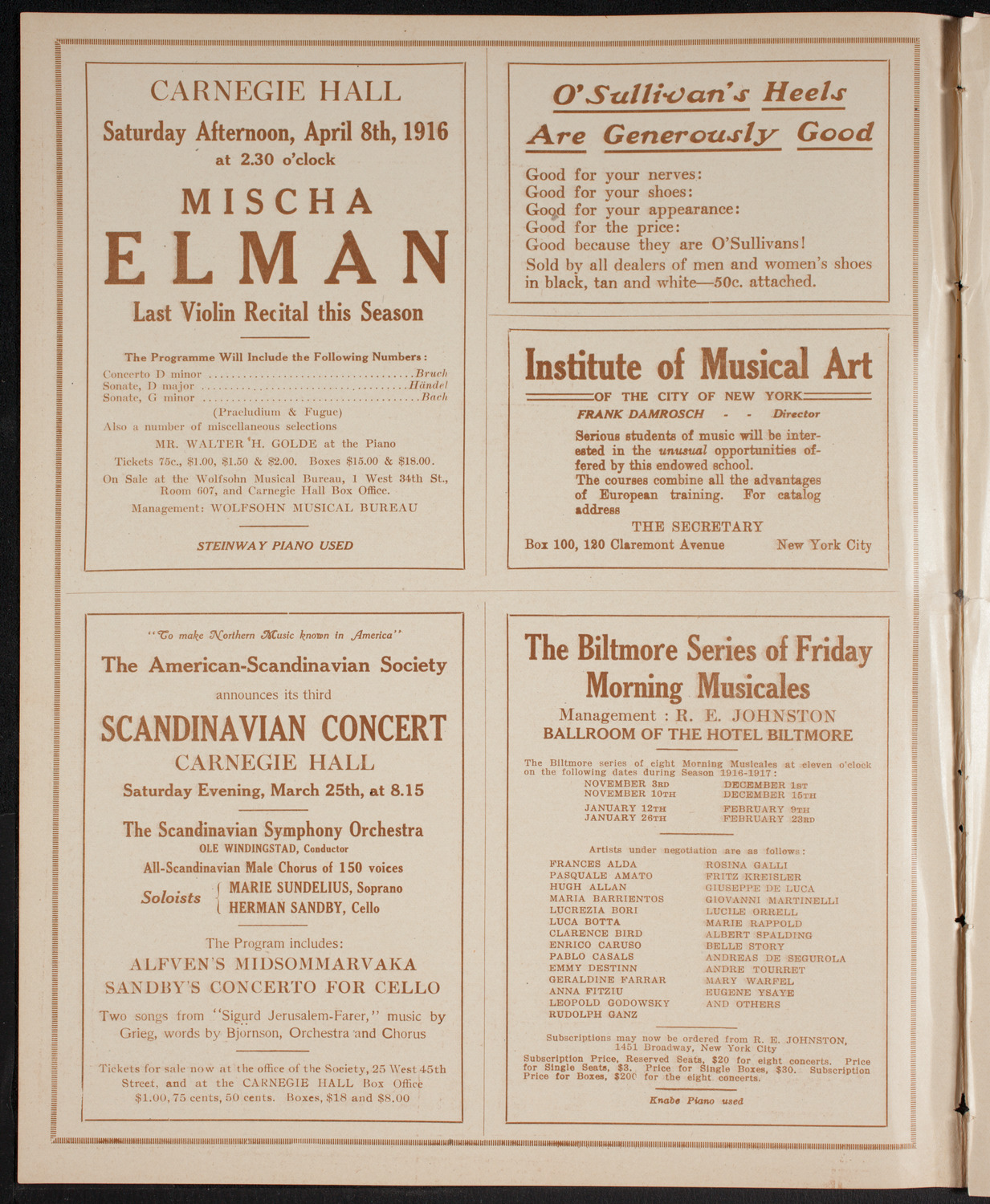 Boston Symphony Orchestra, March 16, 1916, program page 2