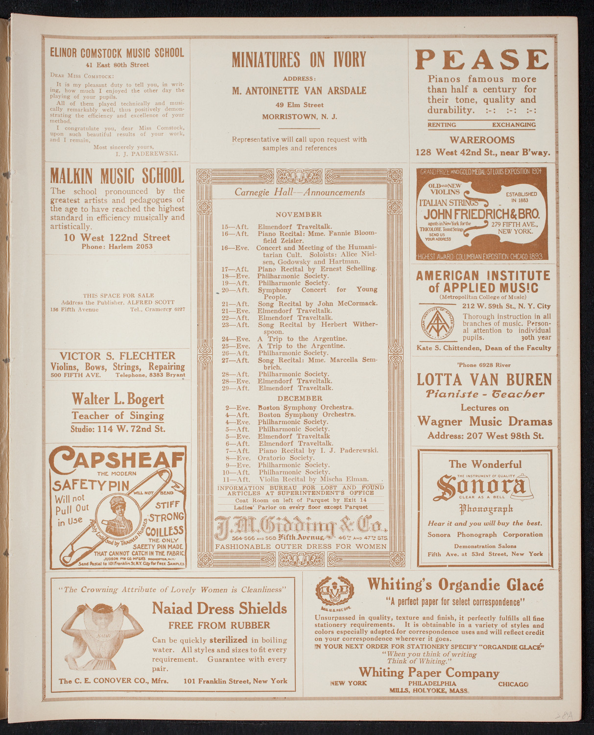 Elmendorf Lecture: Holland, November 14, 1915, program page 3