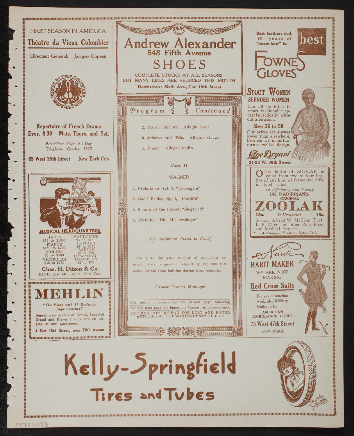 New York Symphony Orchestra, February 2, 1918, program page 7