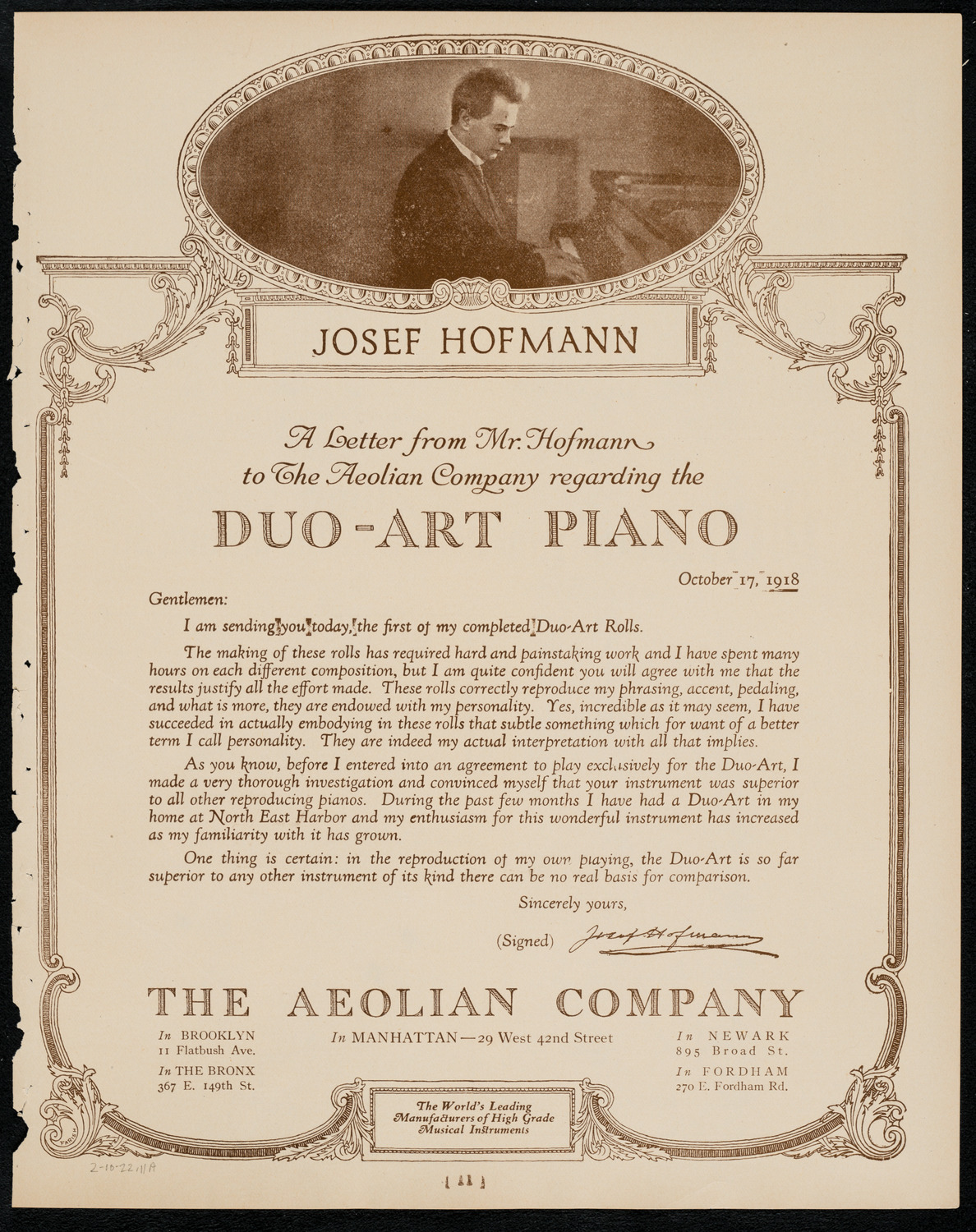 New York Philharmonic, February 10, 1922, program page 11