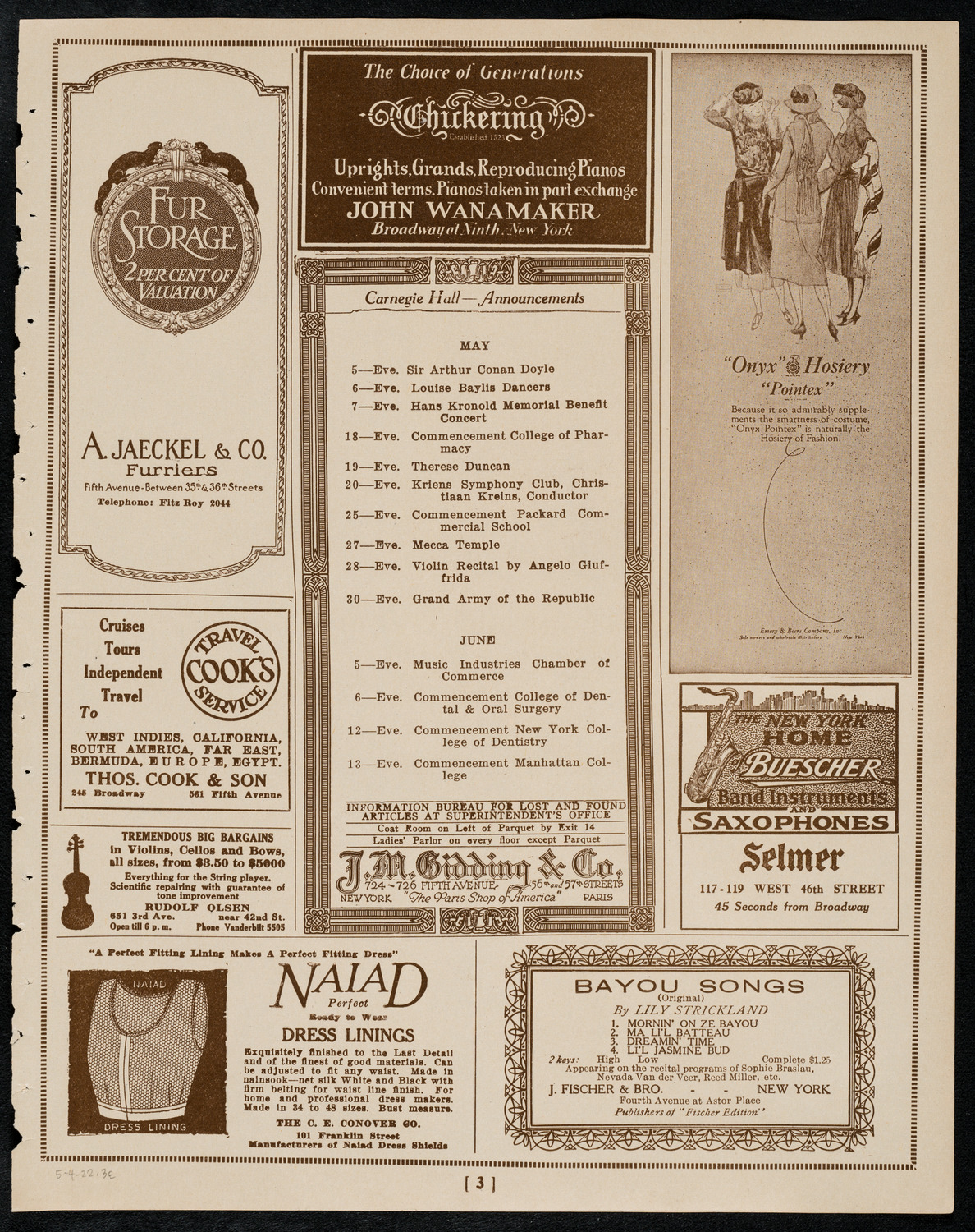 Emma Calvé, Soprano, May 4, 1922, program page 3