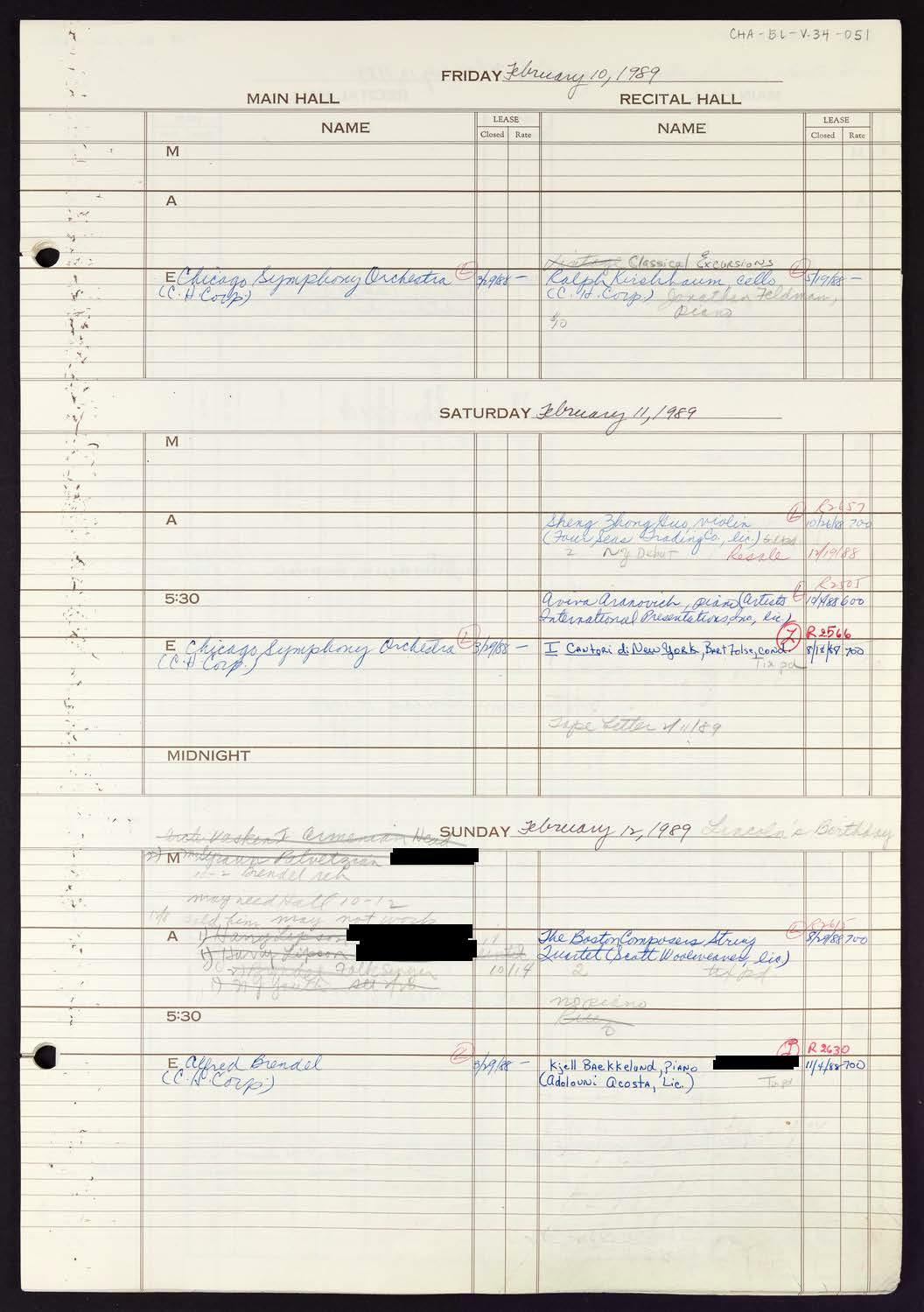 Carnegie Hall Booking Ledger, volume 34, page 51