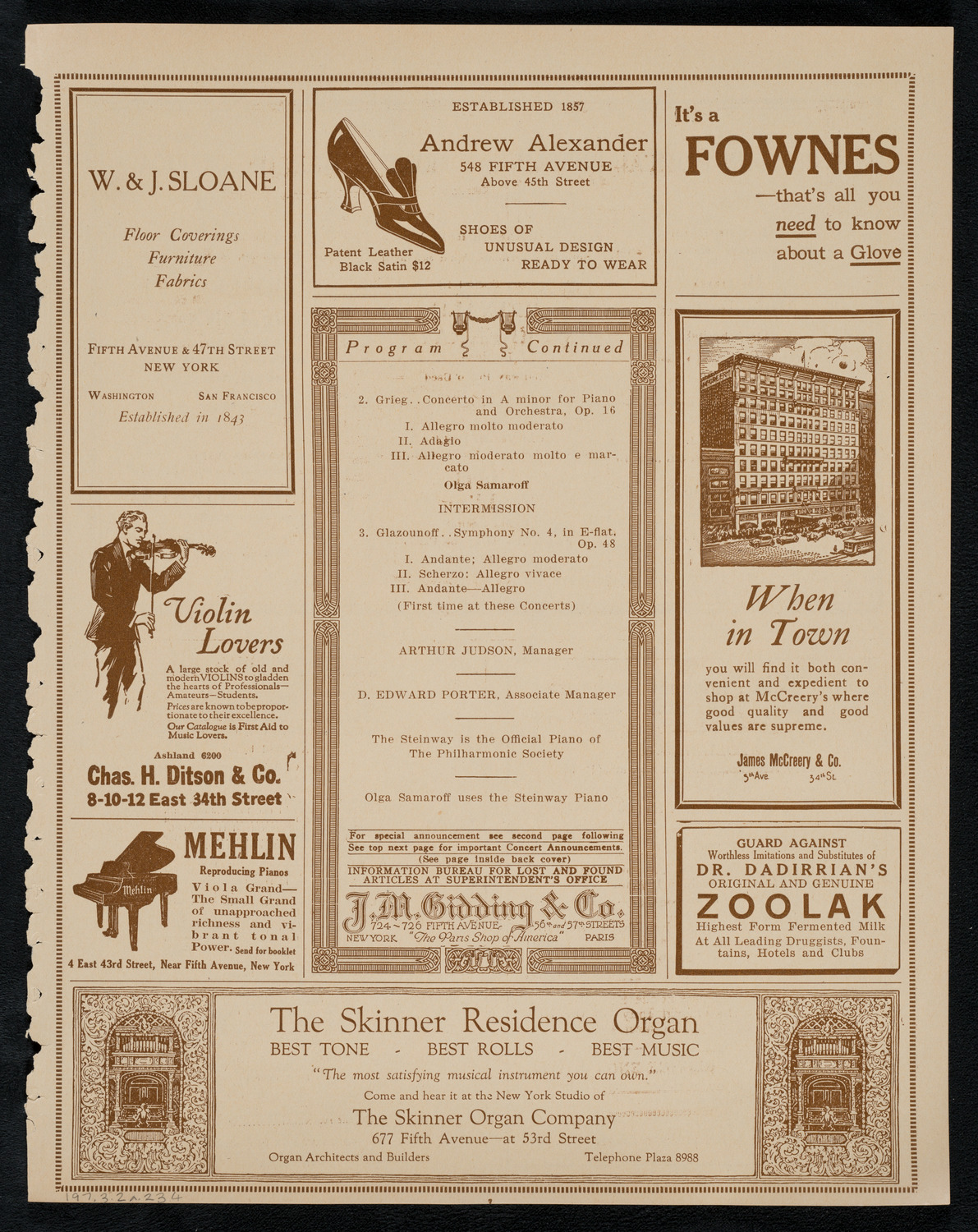 New York Philharmonic, March 2, 1923, program page 7