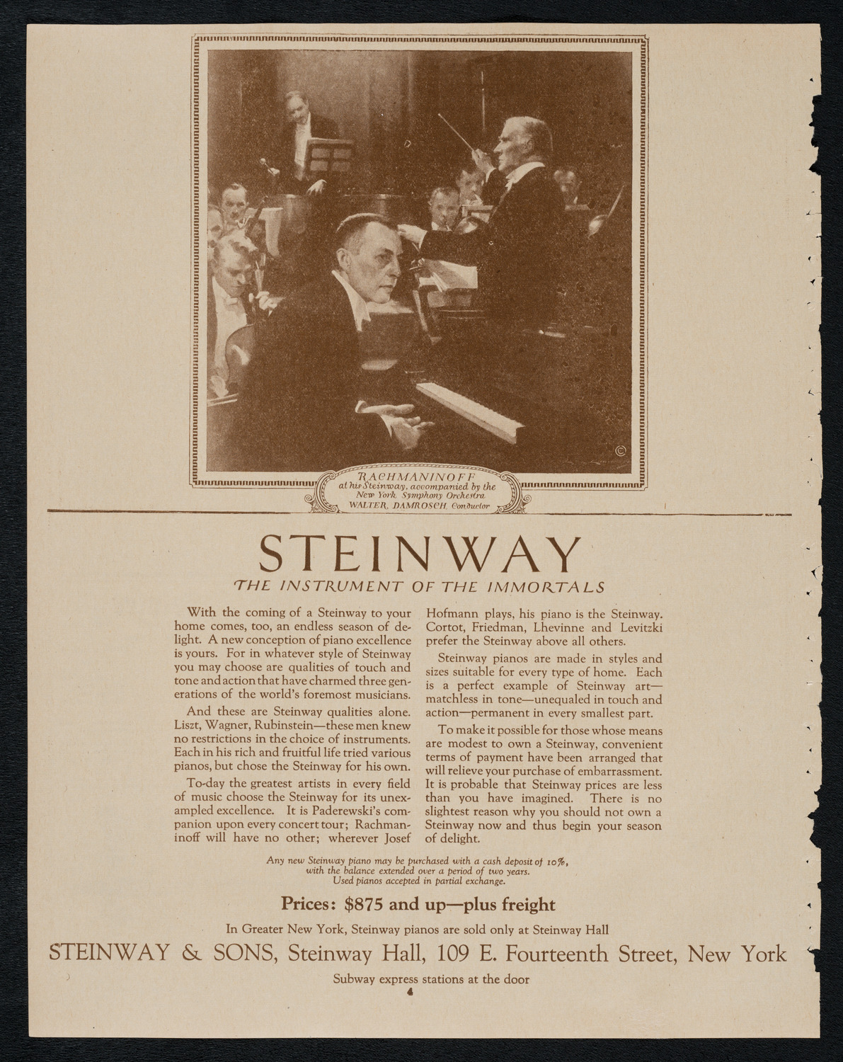 Sergei Rachmaninoff, Piano, March 24, 1923, program page 4