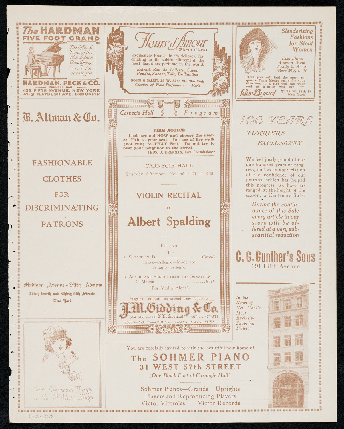 Albert Spalding, Violin, November 20, 1920, program page 5