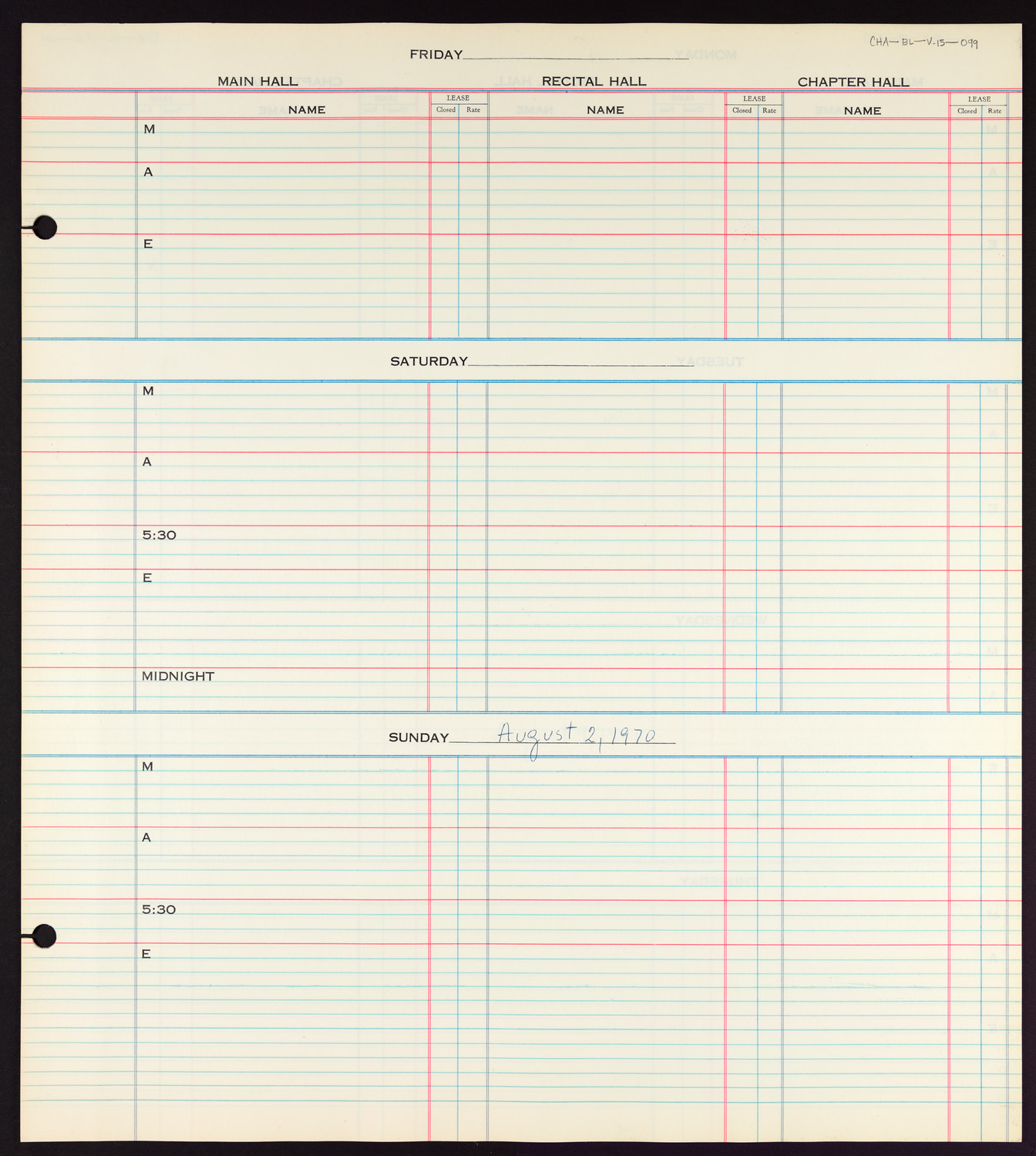 Carnegie Hall Booking Ledger, volume 15, page 99