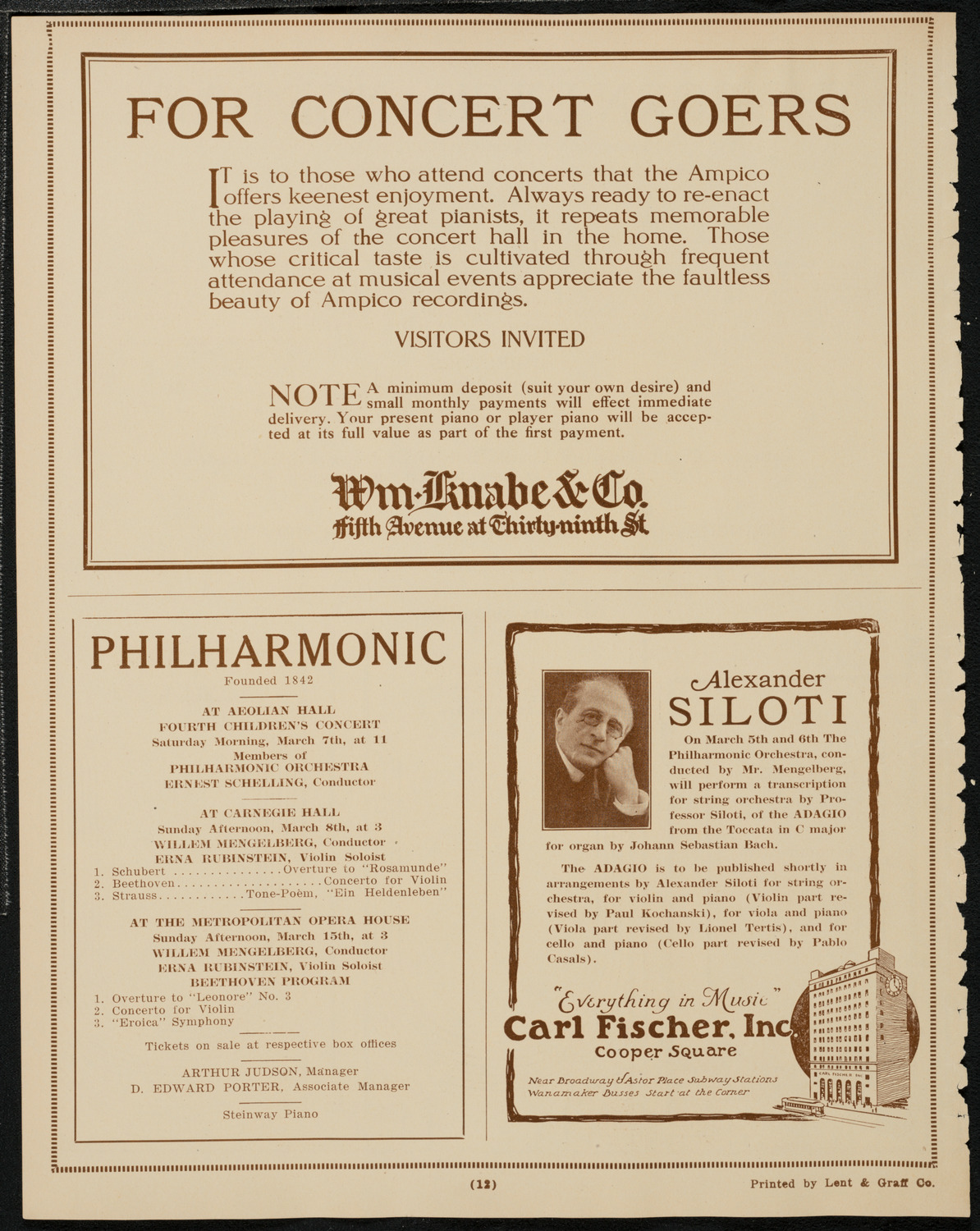 New York Philharmonic, March 5, 1925, program page 12