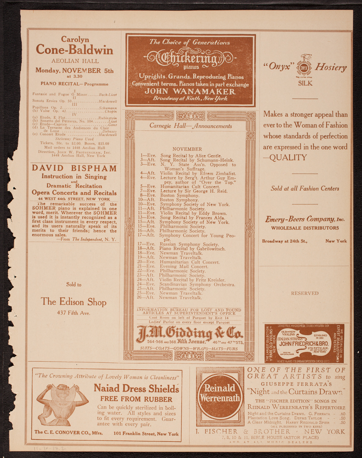 New York Symphony Orchestra, November 1, 1917, program page 3