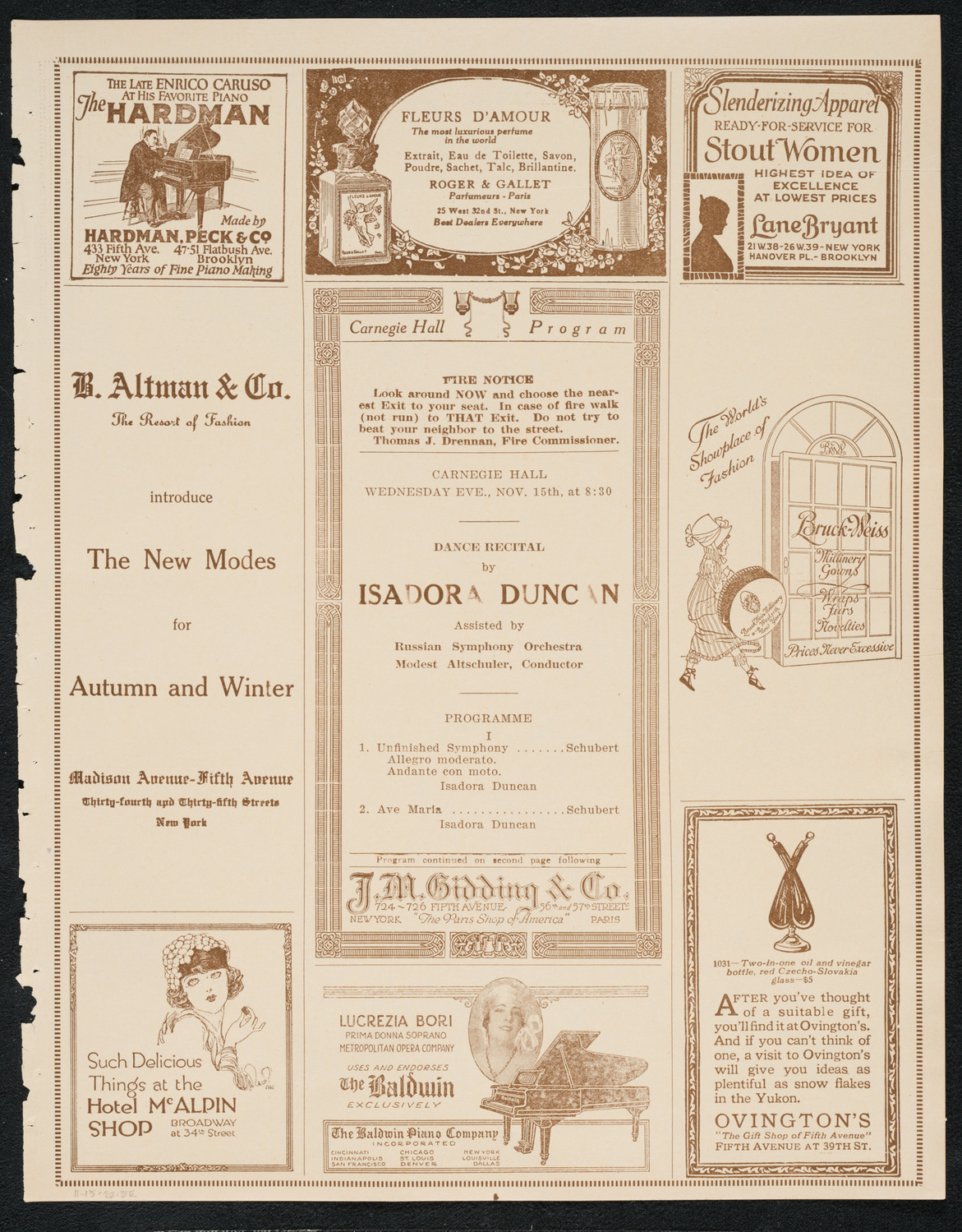Isadora Duncan, Dancer, with Russian Symphony Orchestra, November 15, 1922, program page 5