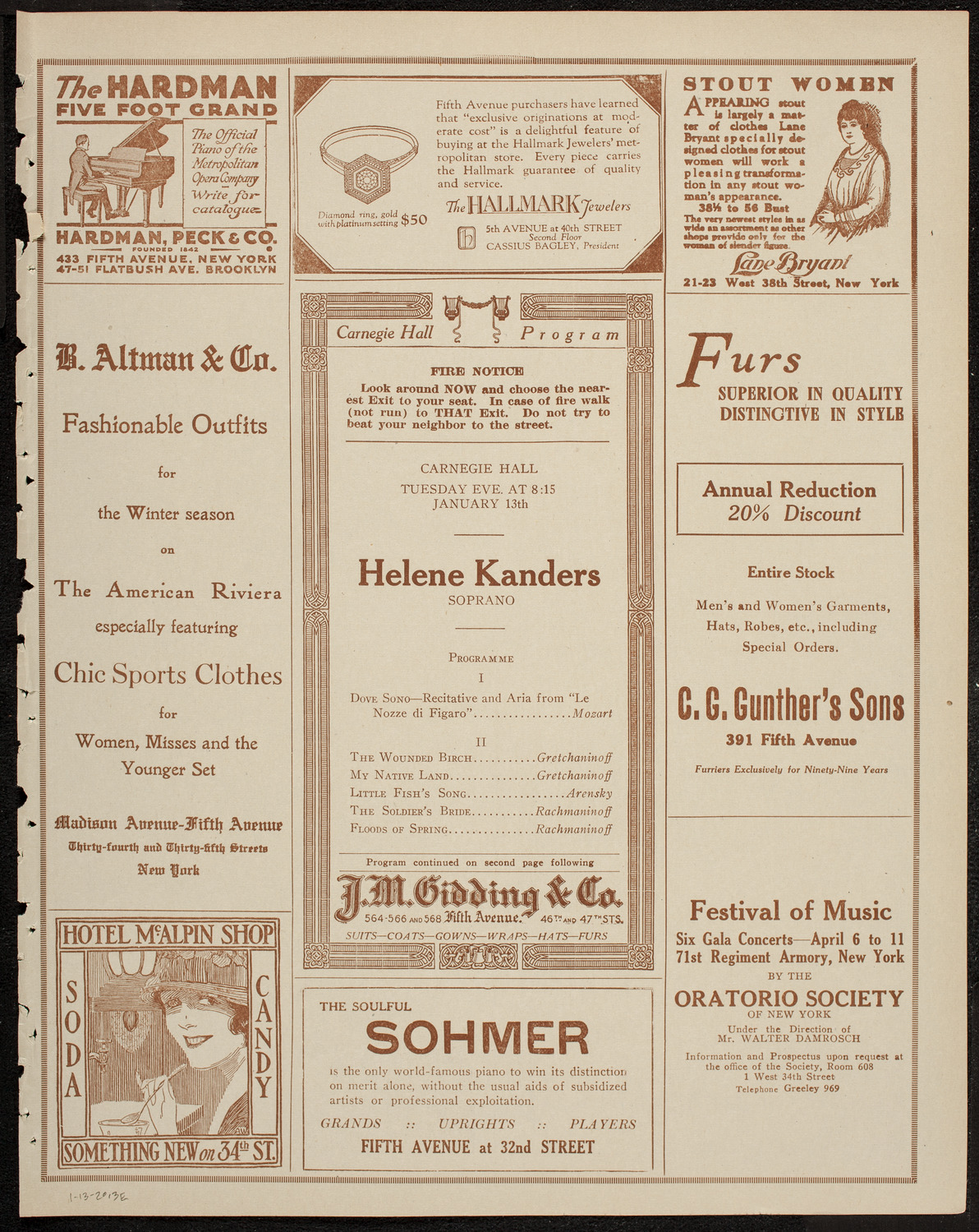 Helene Kanders, Soprano, January 13, 1920, program page 5