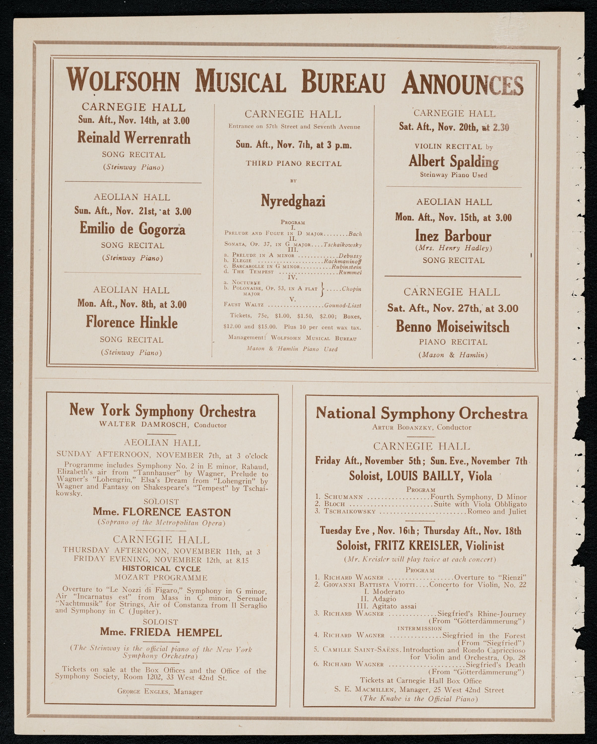 Boston Symphony Orchestra, November 4, 1920, program page 8
