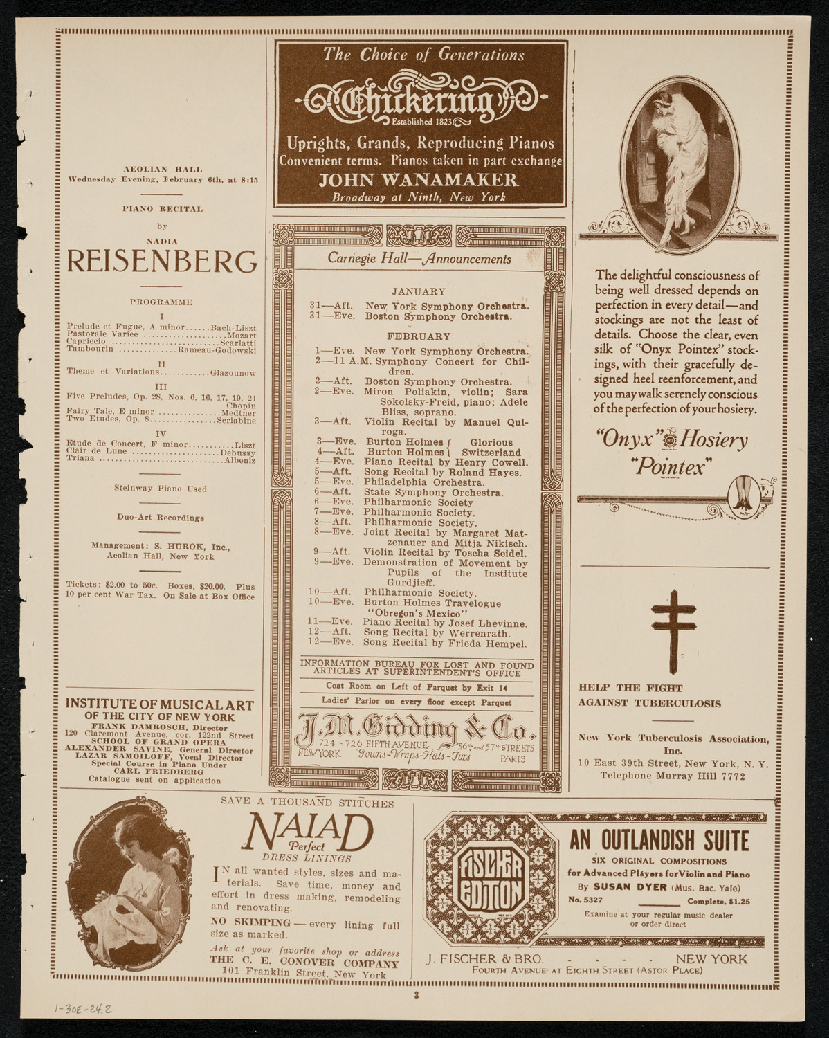 New York Philharmonic Students' Concert, January 30, 1924, program page 3