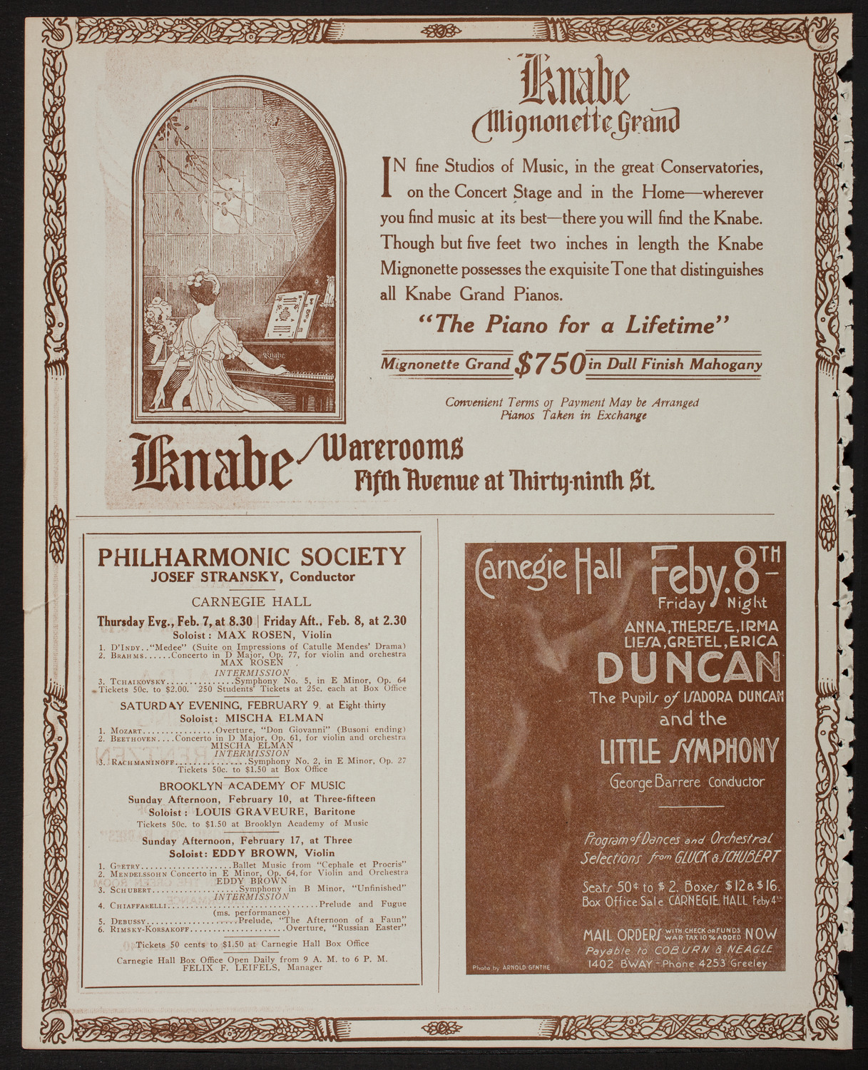Maurice Dumesnil, Piano, February 7, 1918, program page 12