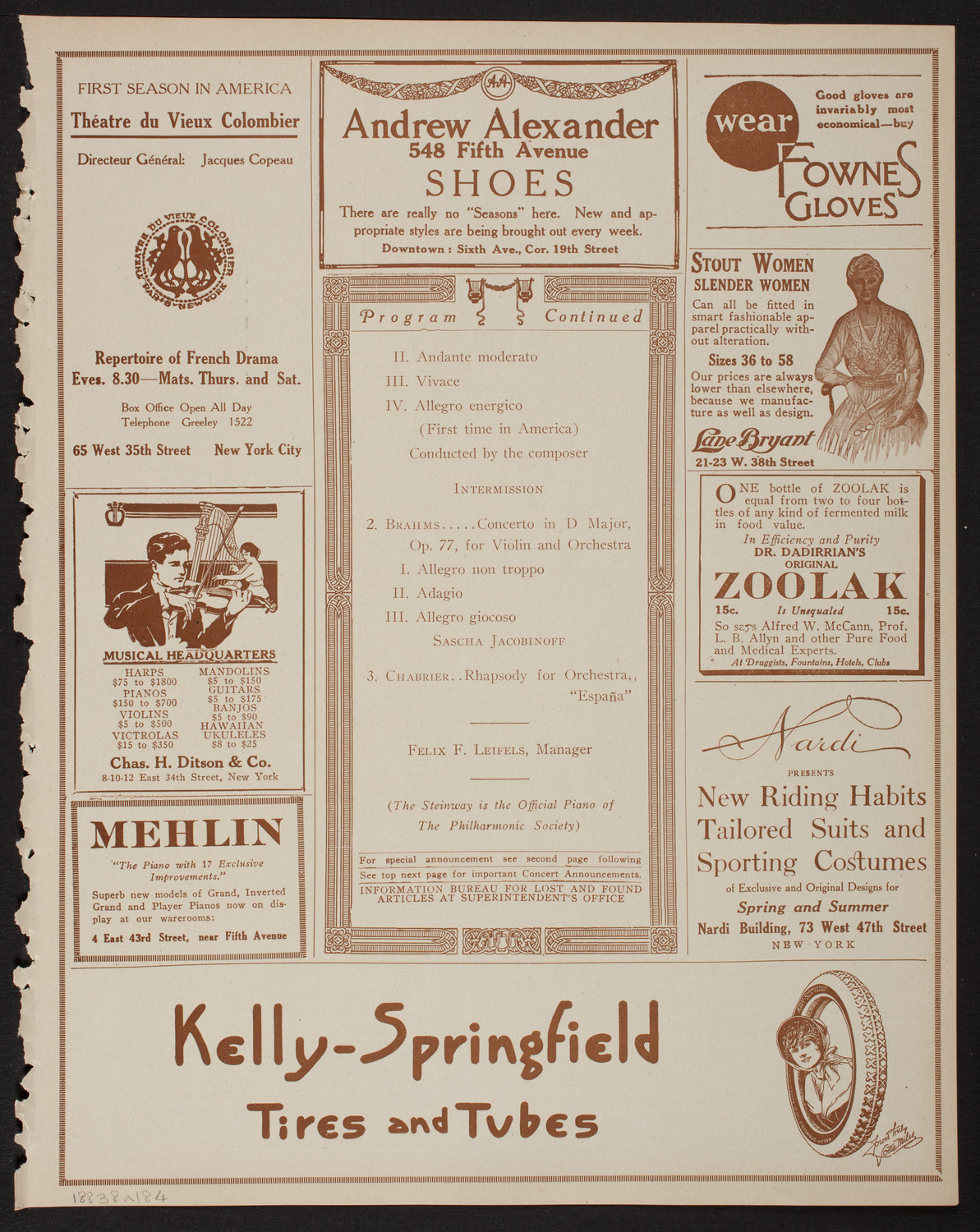 New York Philharmonic, March 8, 1918, program page 7