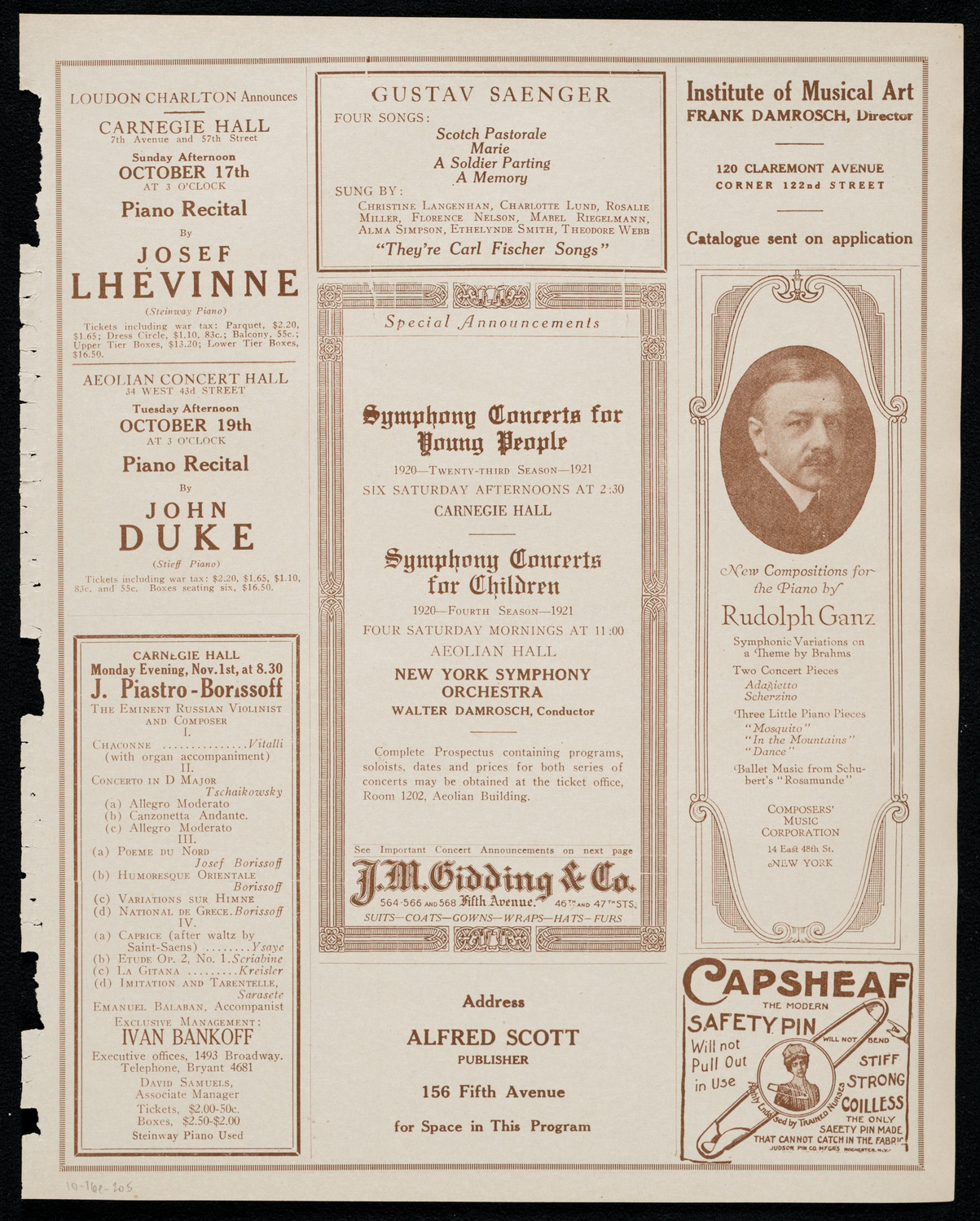 Benefit: St. Joseph's Summer Institute, October 16, 1920, program page 9