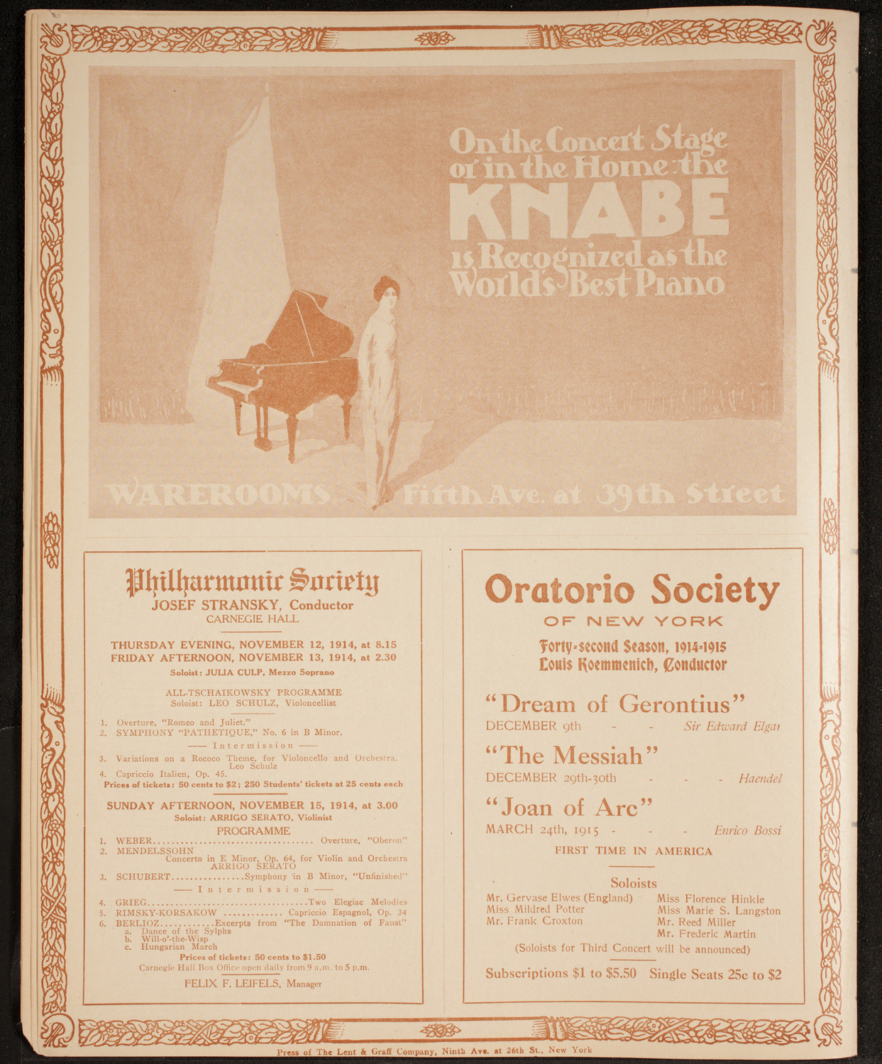 John McCormack, Tenor, October 31, 1914, program page 12