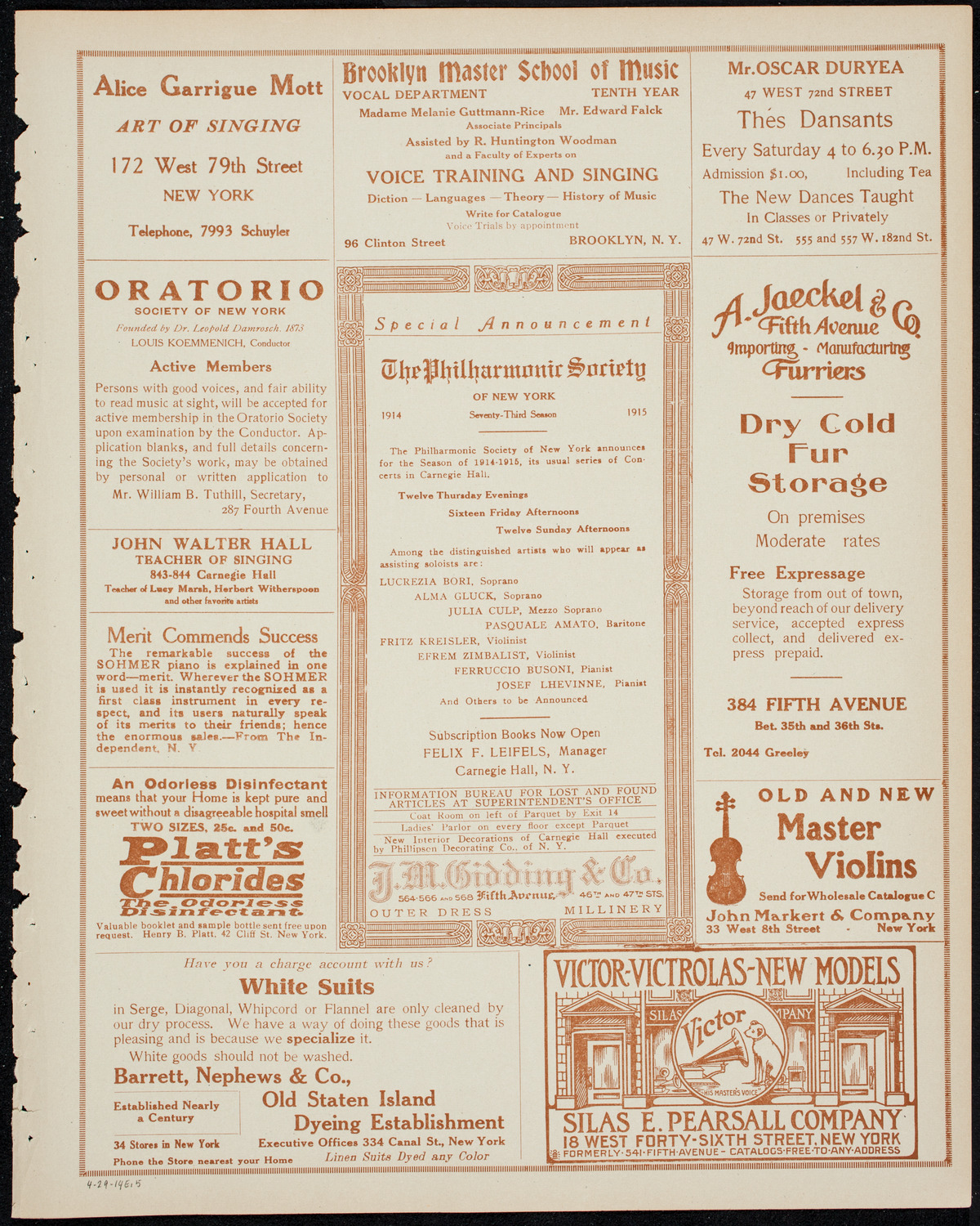 The Ellery Band, April 29, 1914, program page 9