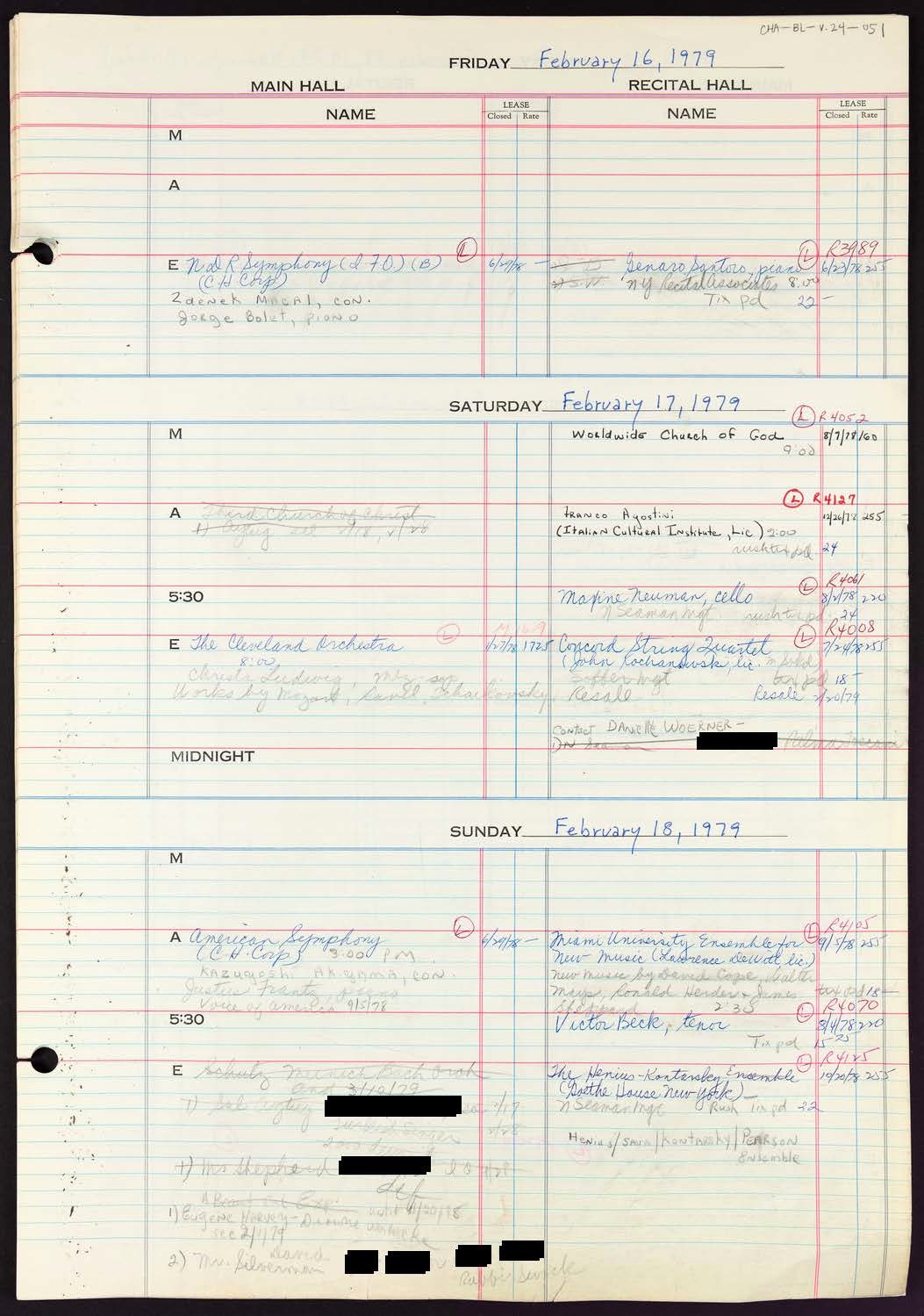 Carnegie Hall Booking Ledger, volume 24, page 51